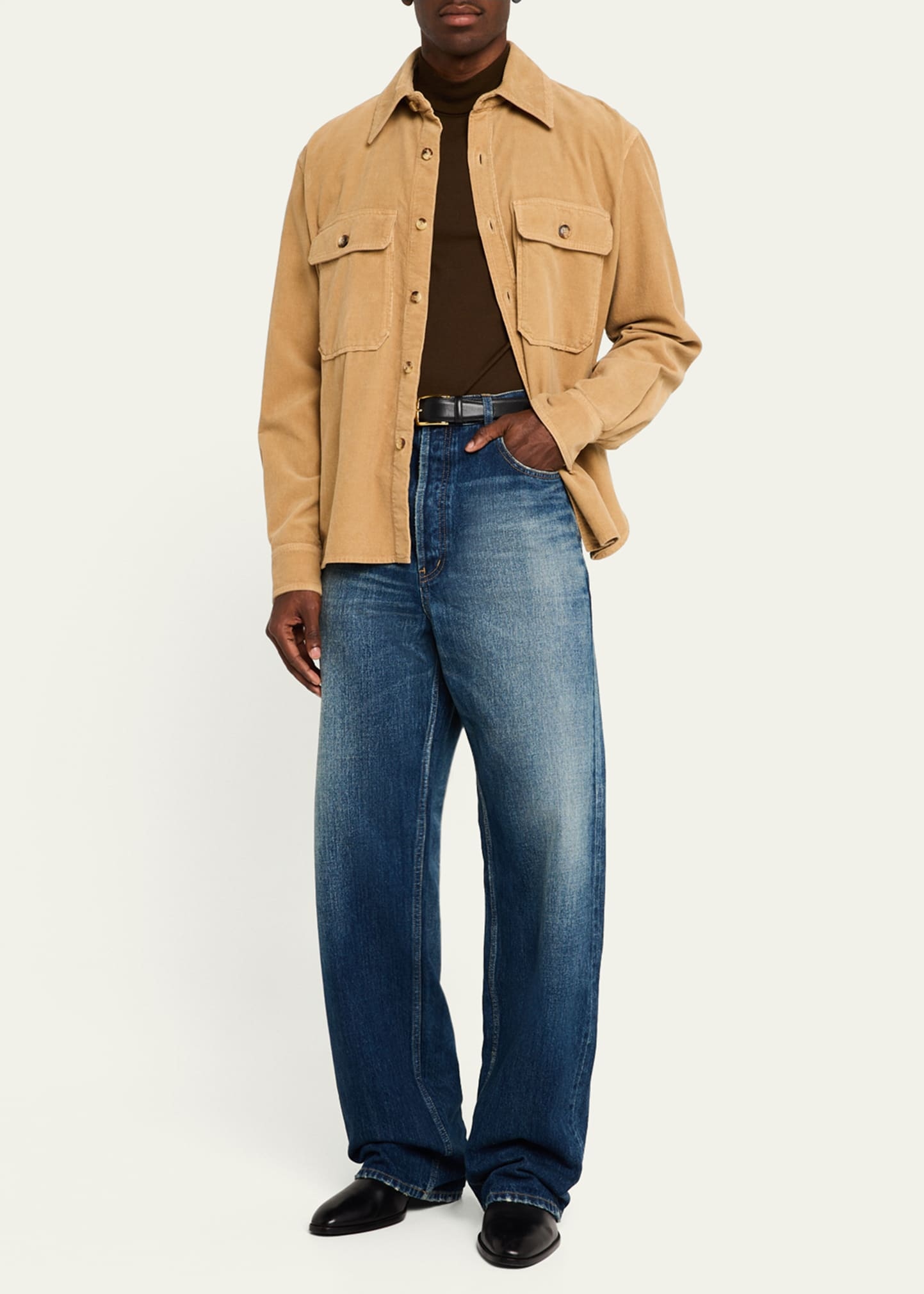Men's Wide-Leg Faded Jeans - 2