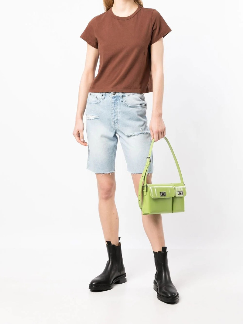 Ksubi longline distressed denim shorts outlook
