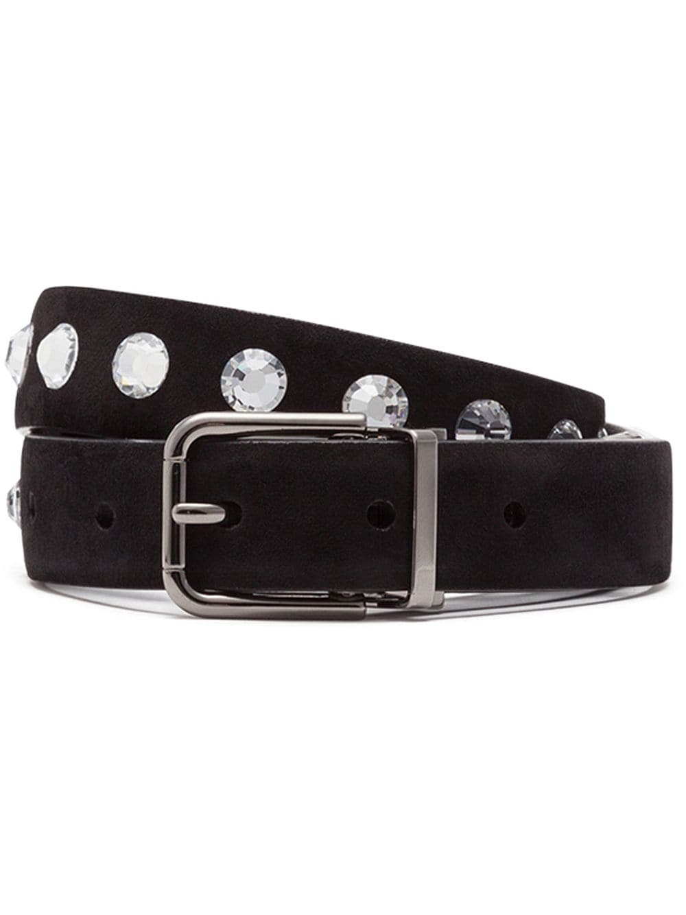 crystal-embellished leather belt - 1