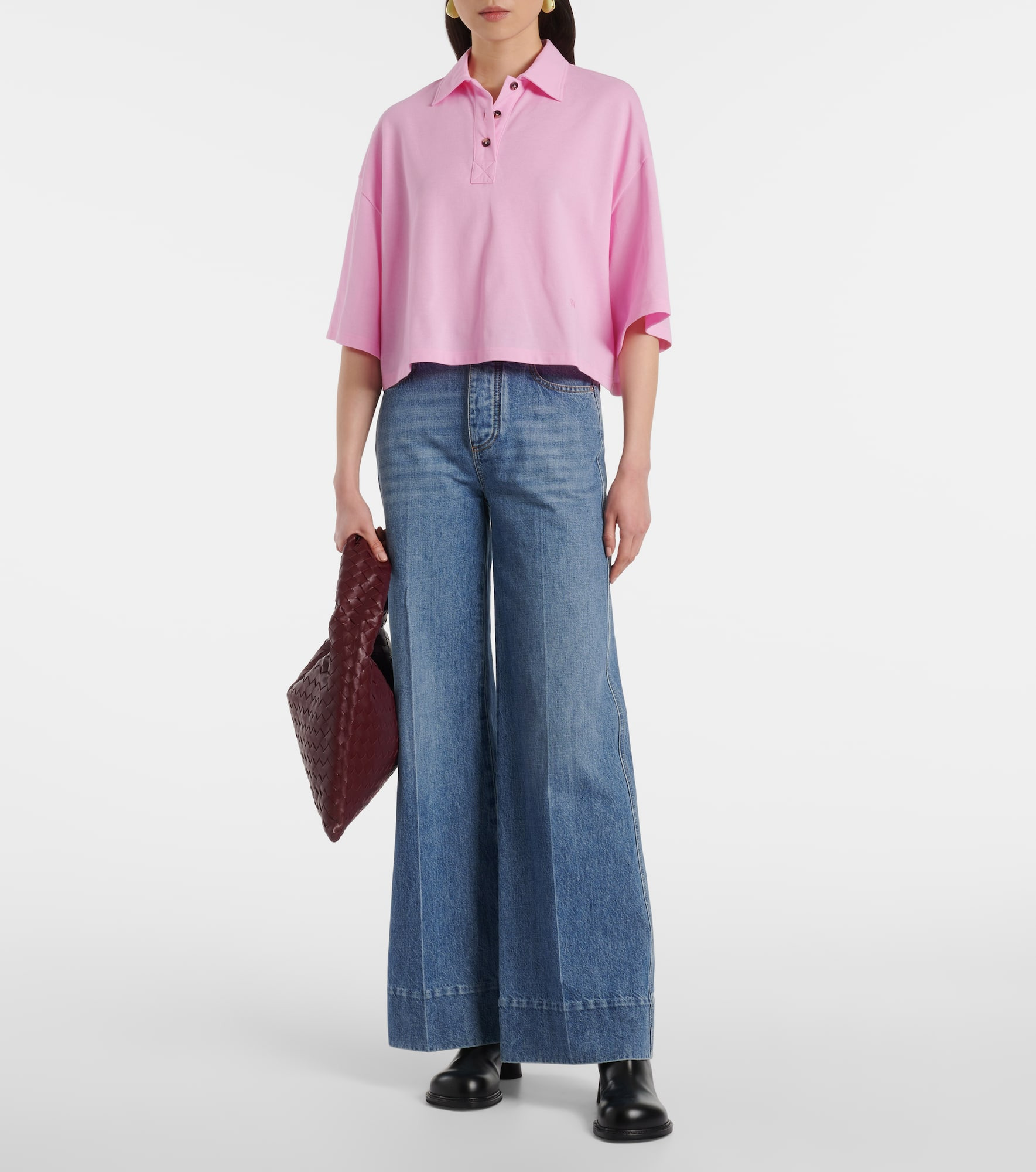 Cropped cotton polo shirt - 2