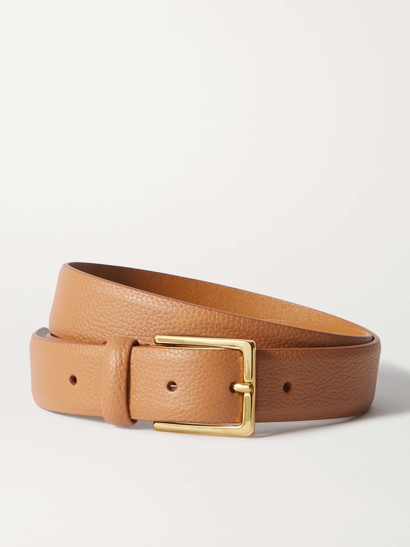 Textured-leather belt Tan - 1