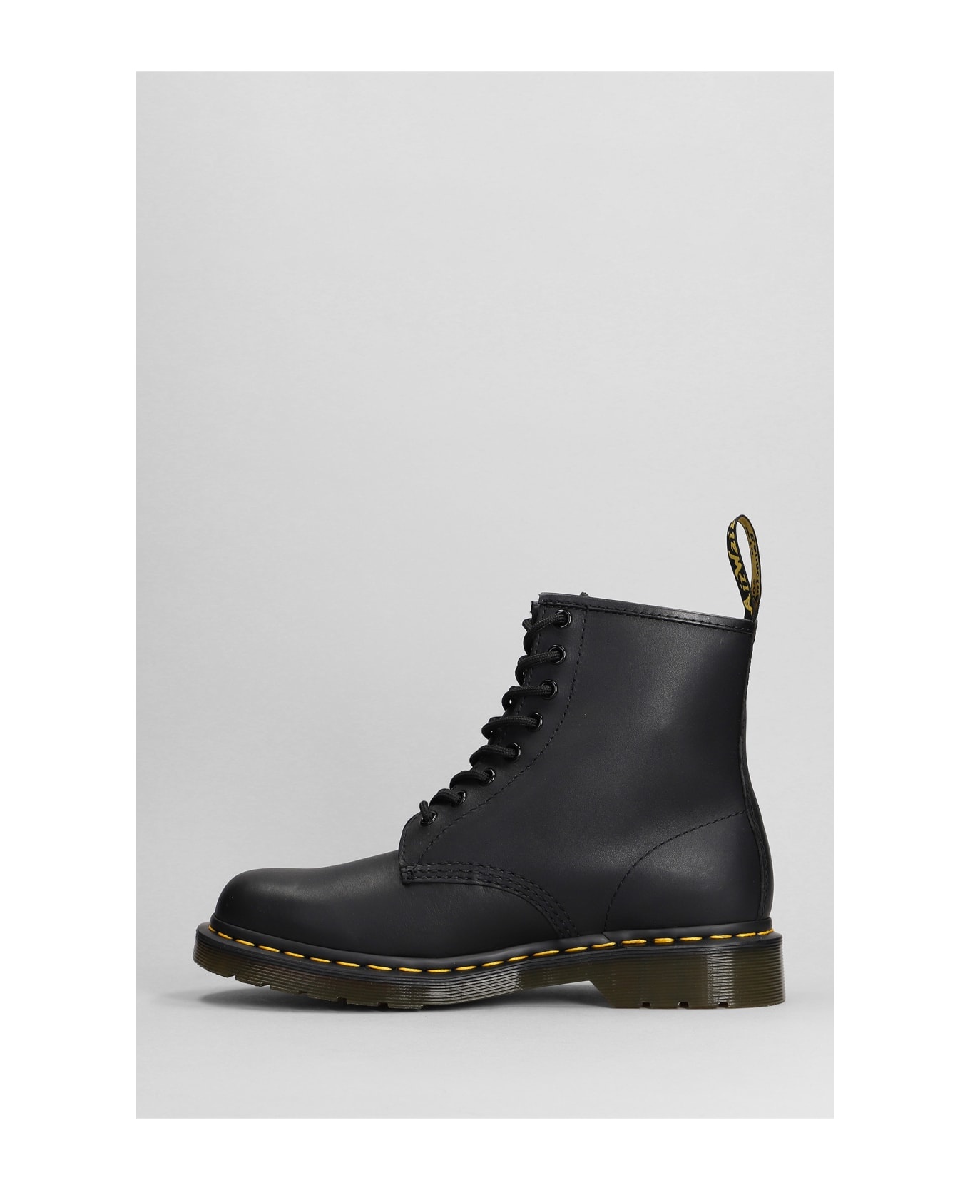 1460 Greasy Combat Boots In Black Leather - 3