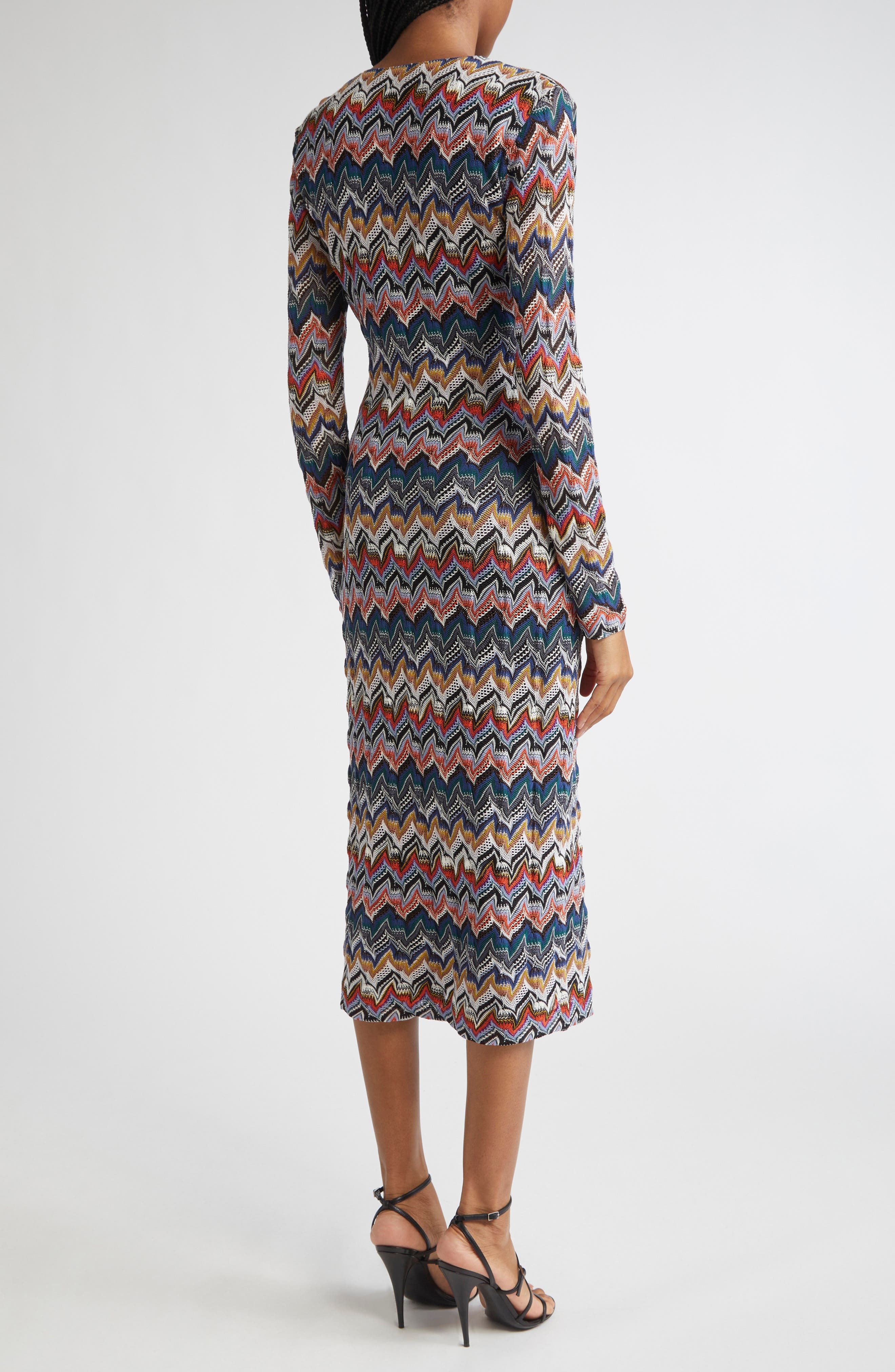 Missoni Zigzag Long Sleeve Midi Sweater Dress in Blue Multi at Nordstrom - 2