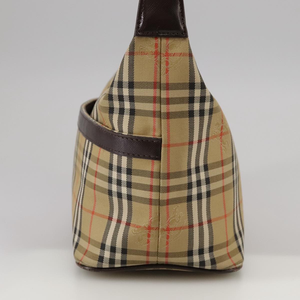 Burberry Hand Bag Canvas Leather Beige Brown Silver - 4