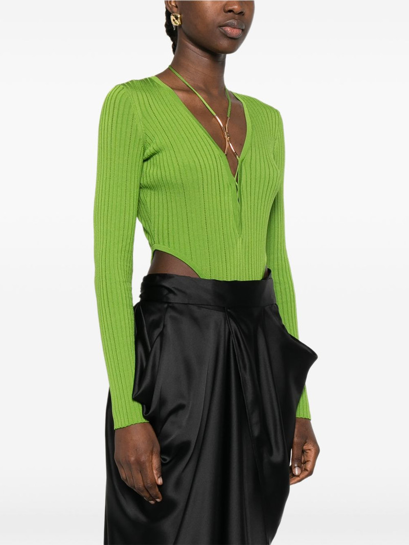ribbed V-neck bodysuit 3