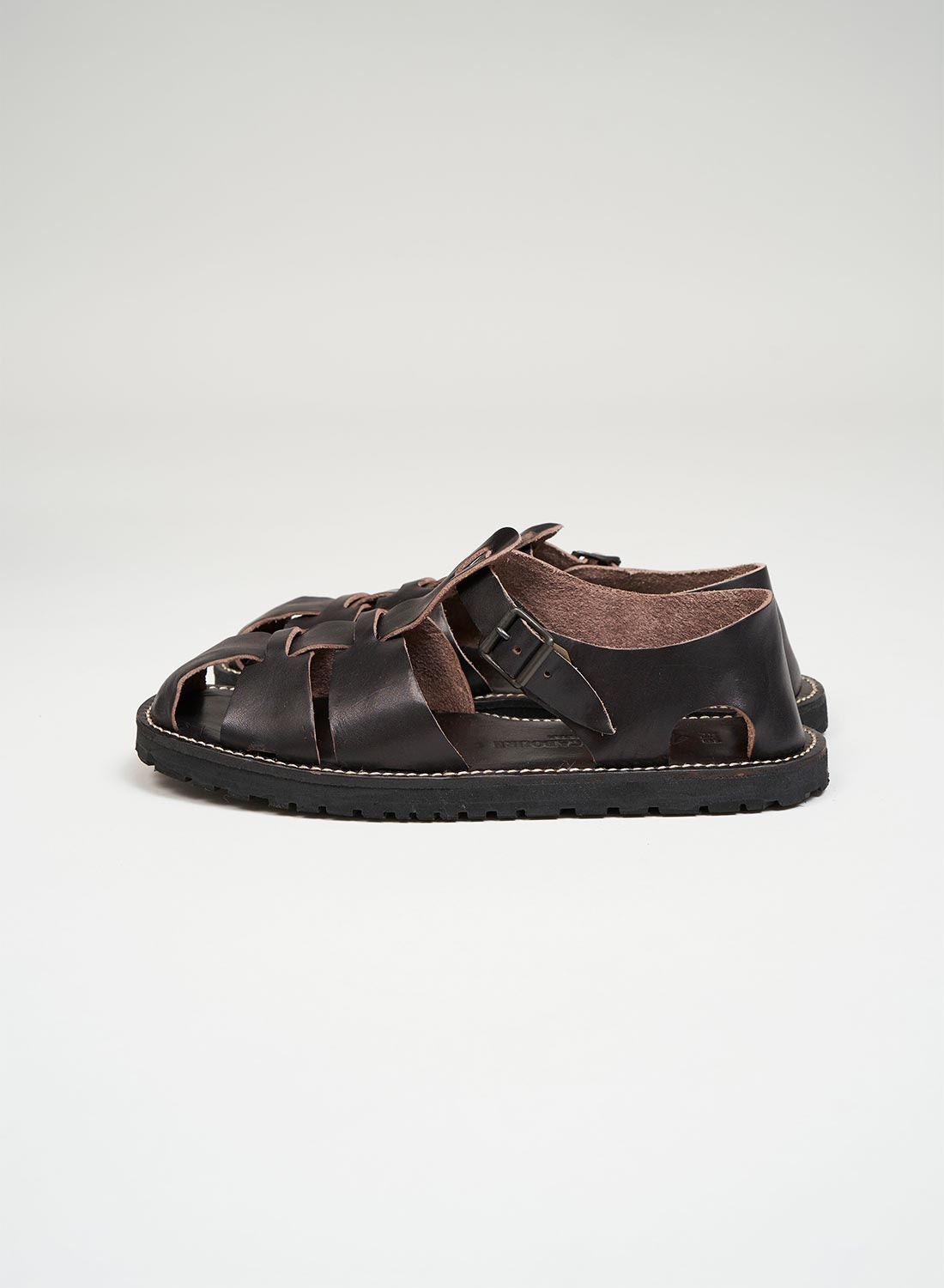 Leather Gurkha Sandal in Black - 1