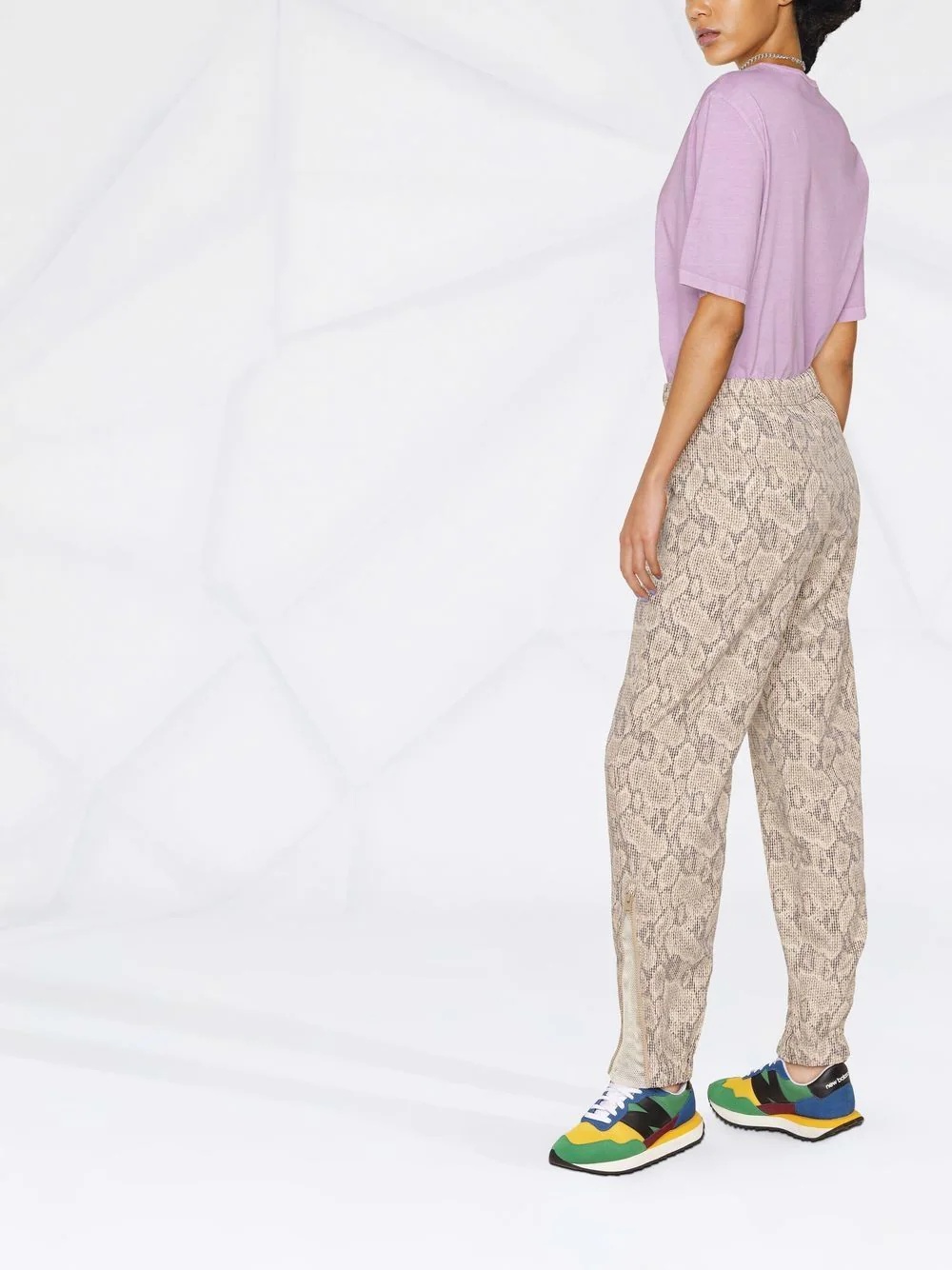 snakeskin-print trousers - 3