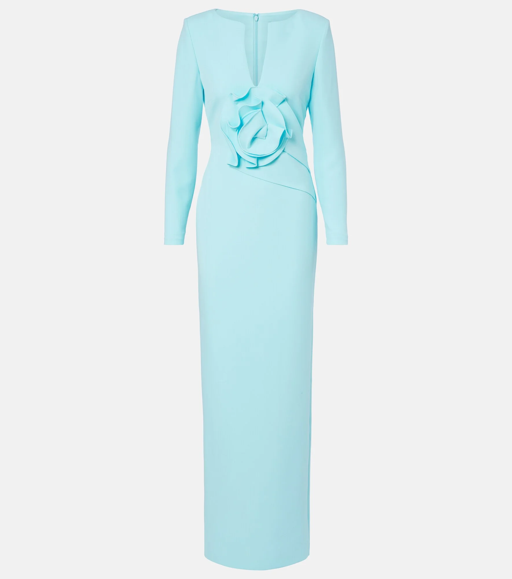 Floral-appliqué crêpe gown - 1