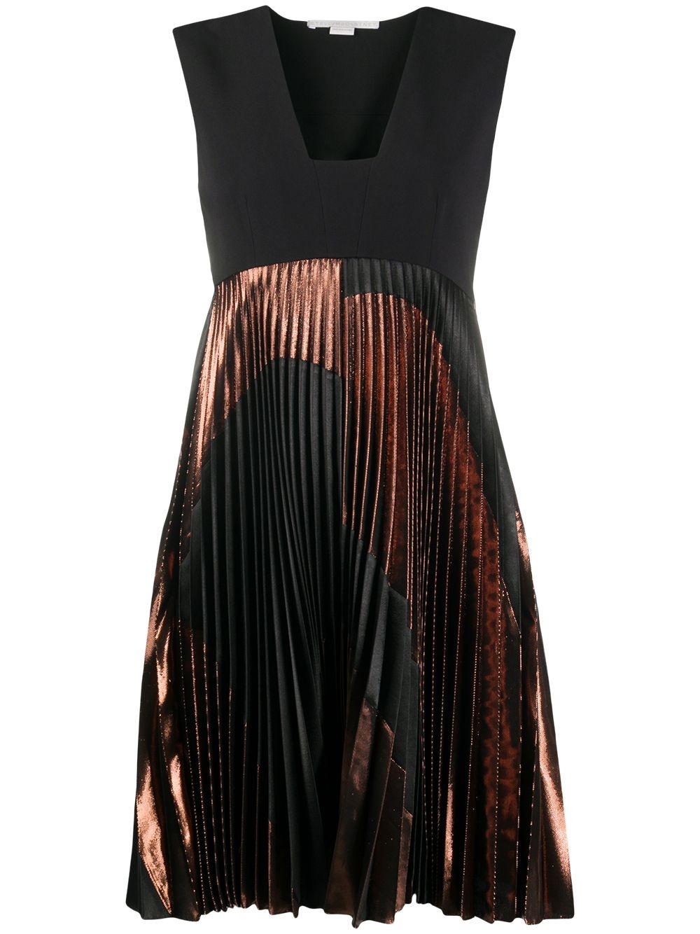 metallic-panel pleated dress - 1