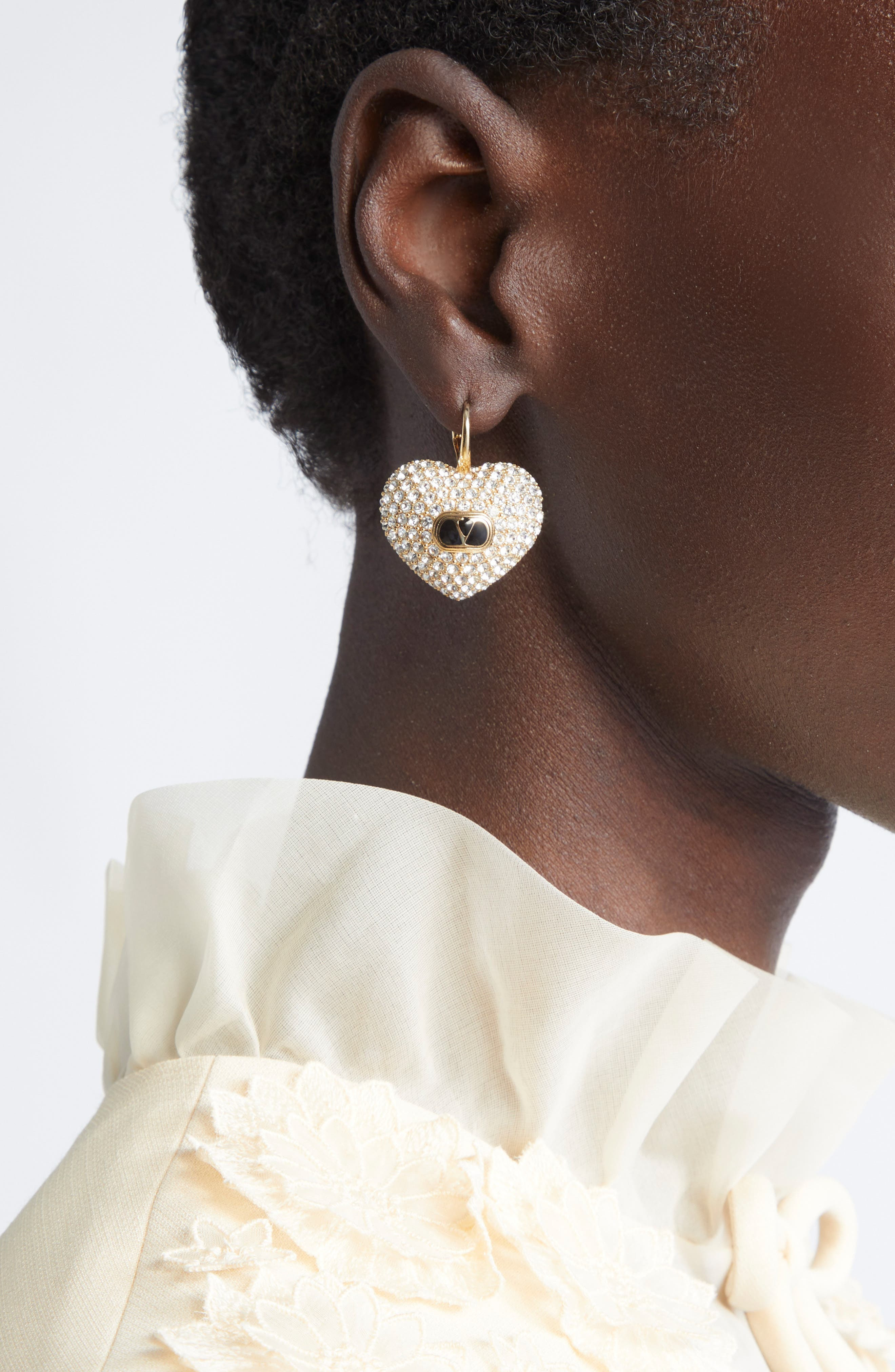 Valentino Garavani Coeur Royal Earrings in Nero/Crystal at Nordstrom - 2
