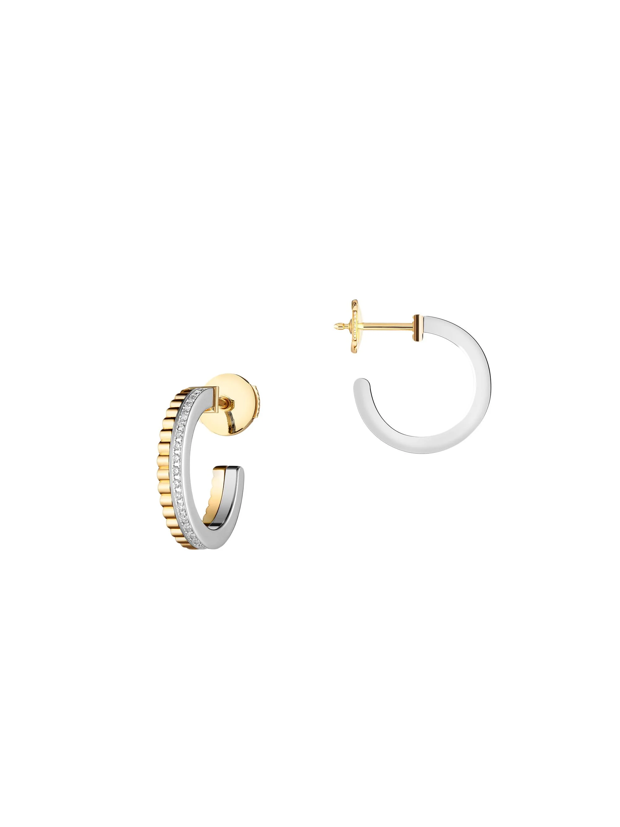 Women's Quatre Radiant Edition Two-Tone 18K Gold & 0.24 TCW Diamond Hoop Earrings - Yellow Gold - 1
