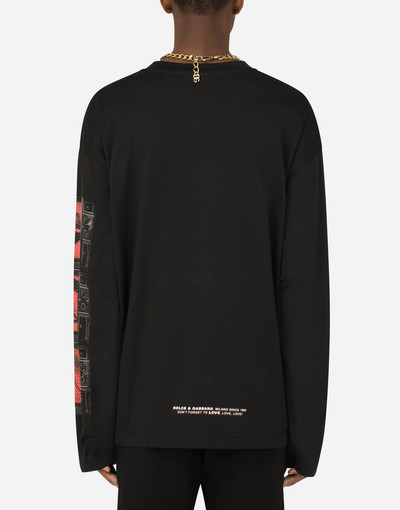 Dolce & Gabbana Long-sleeved cotton T-shirt with print outlook