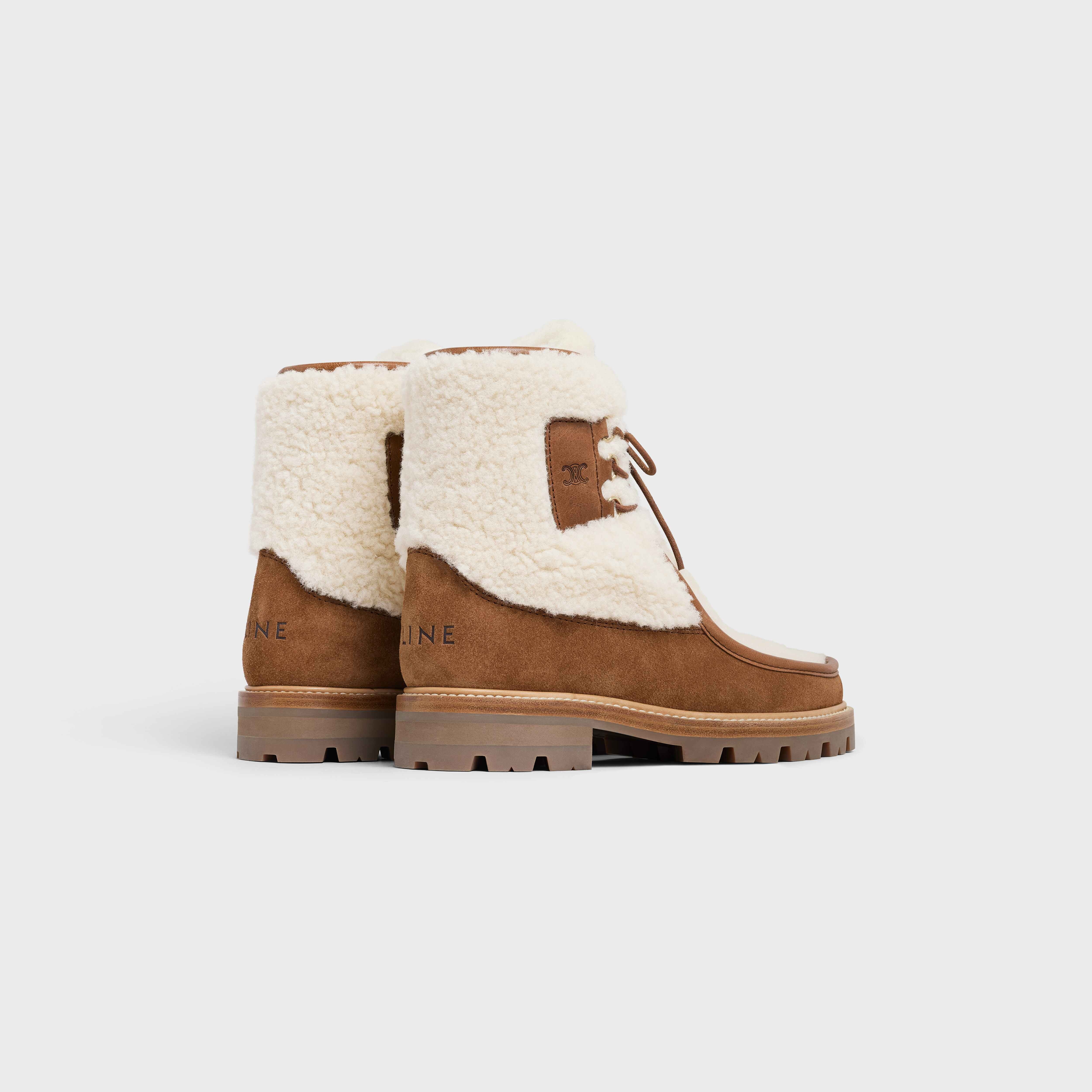 Margaret lace-up fur boot in Suede calfskin and shearling - 3