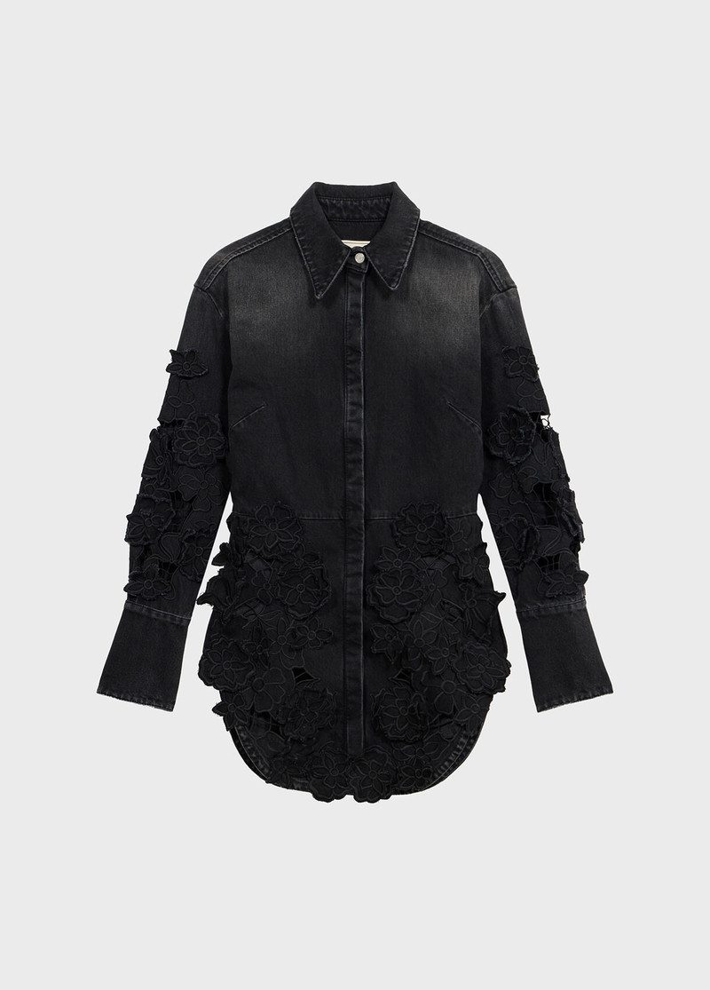 DENIM SHIRT WITH INSET EMBROIDERY 1