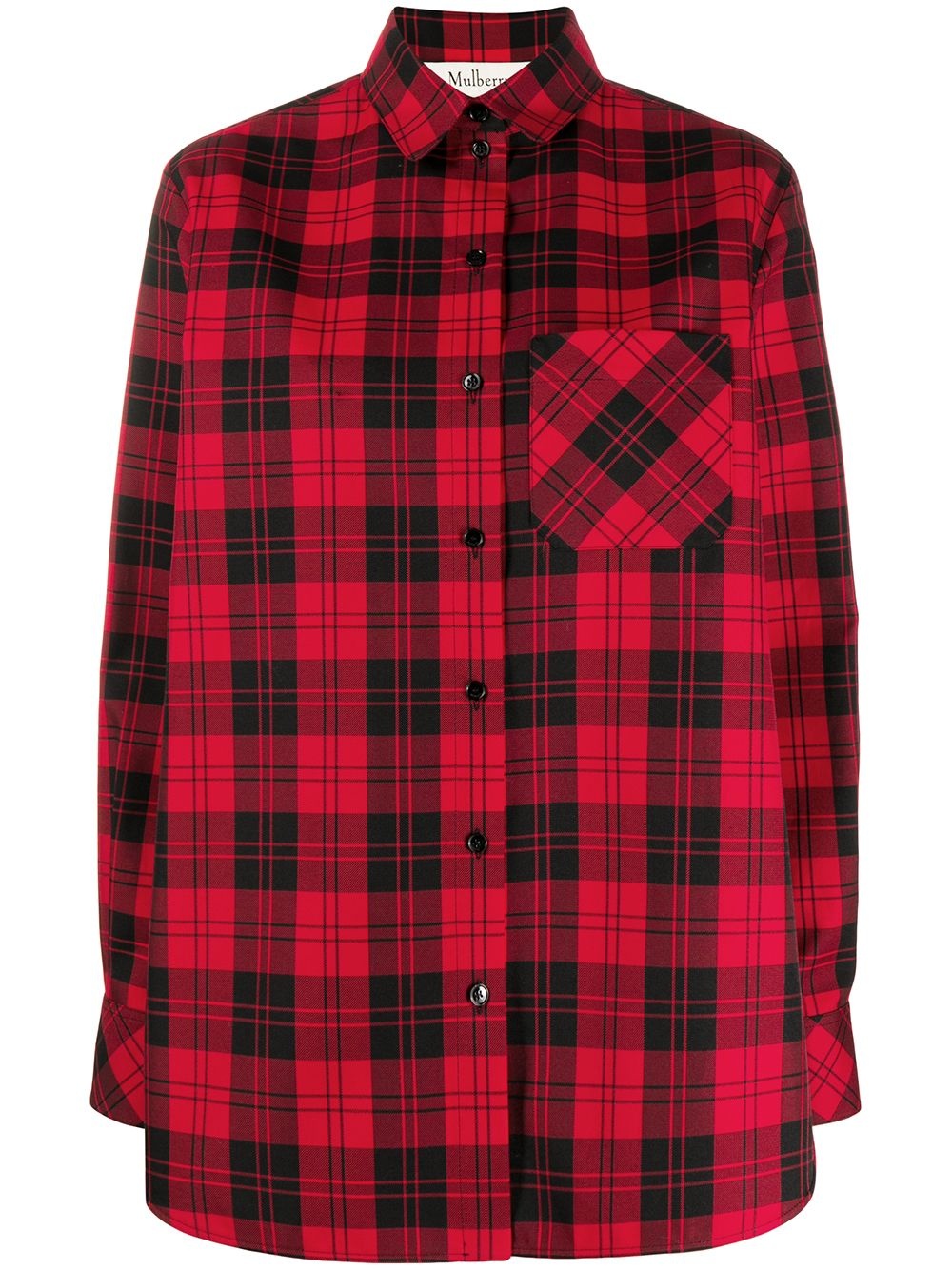 plaid print oversized shirt - 1