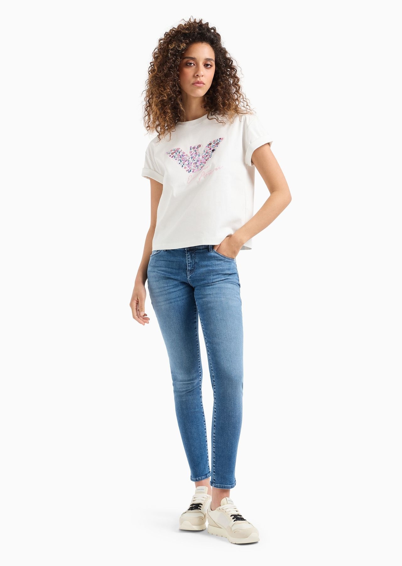 J23 Mid-rise, super-skinny jeans in a worn-look denim - 4