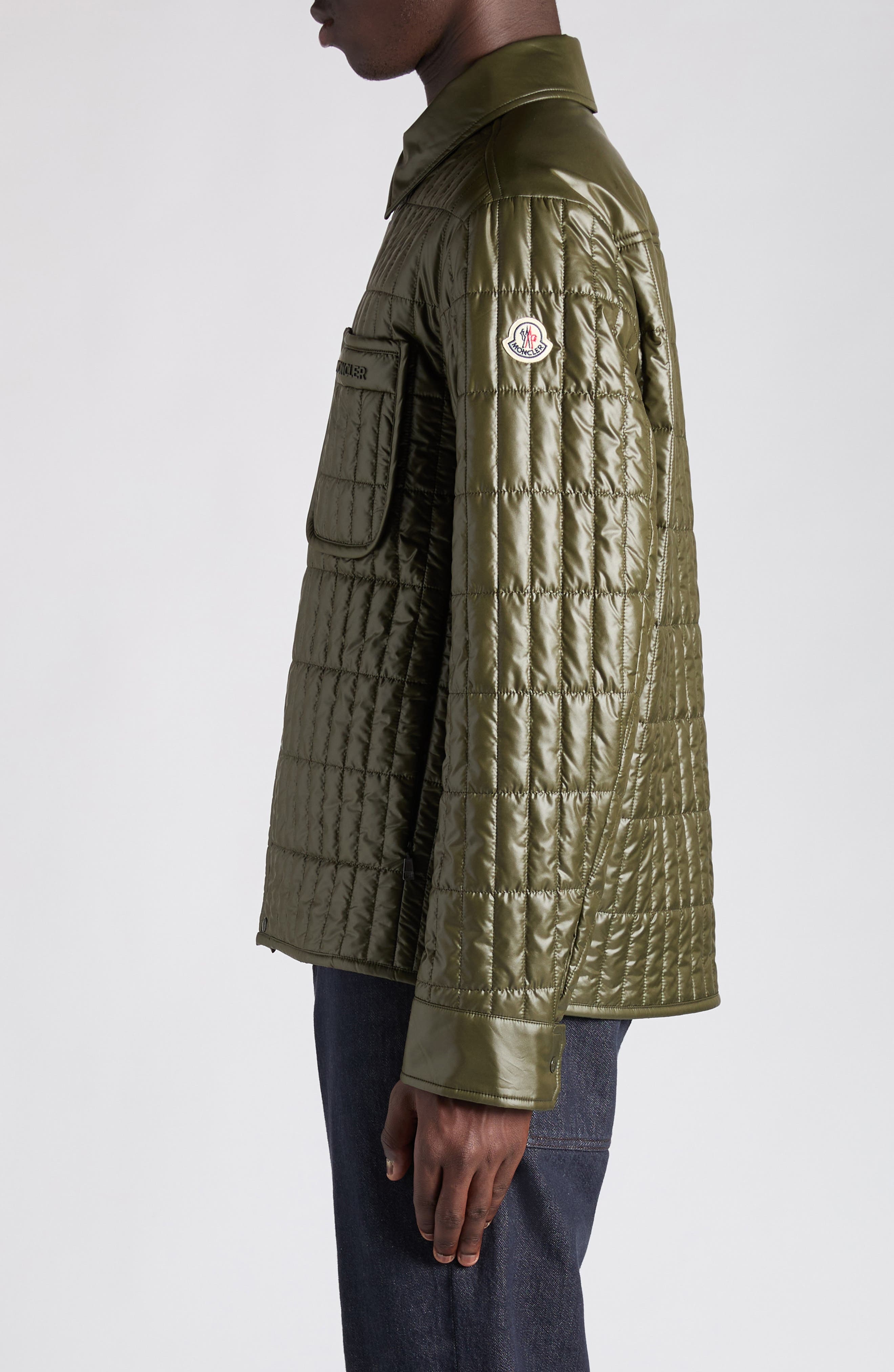 Moncler Madiere Vertical Quilted Shirt Jacket in Deep Depths at Nordstrom - 4