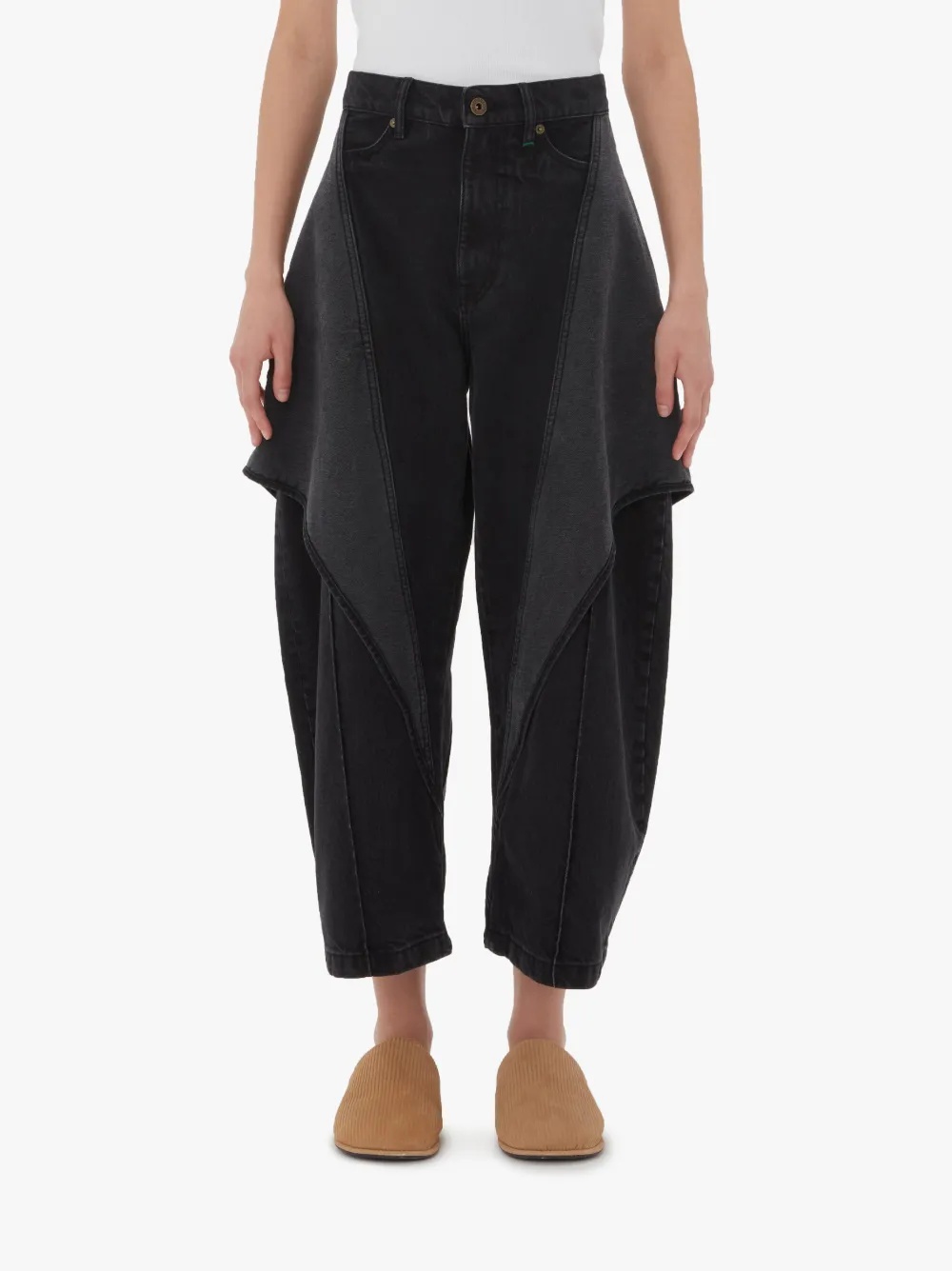 CROPPED SCULPTURAL DENIM JEANS - 2