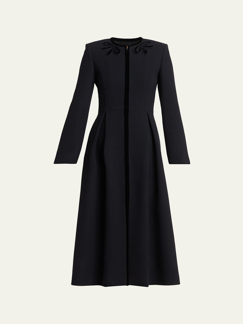 Tailored Velvet Trim Coat Dress 1