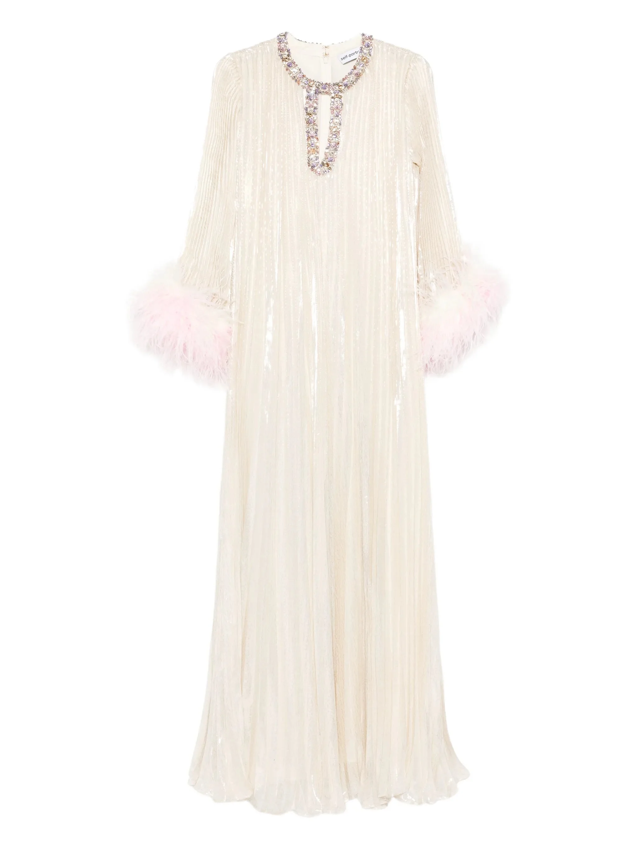 feather-embellished maxi dress - 1