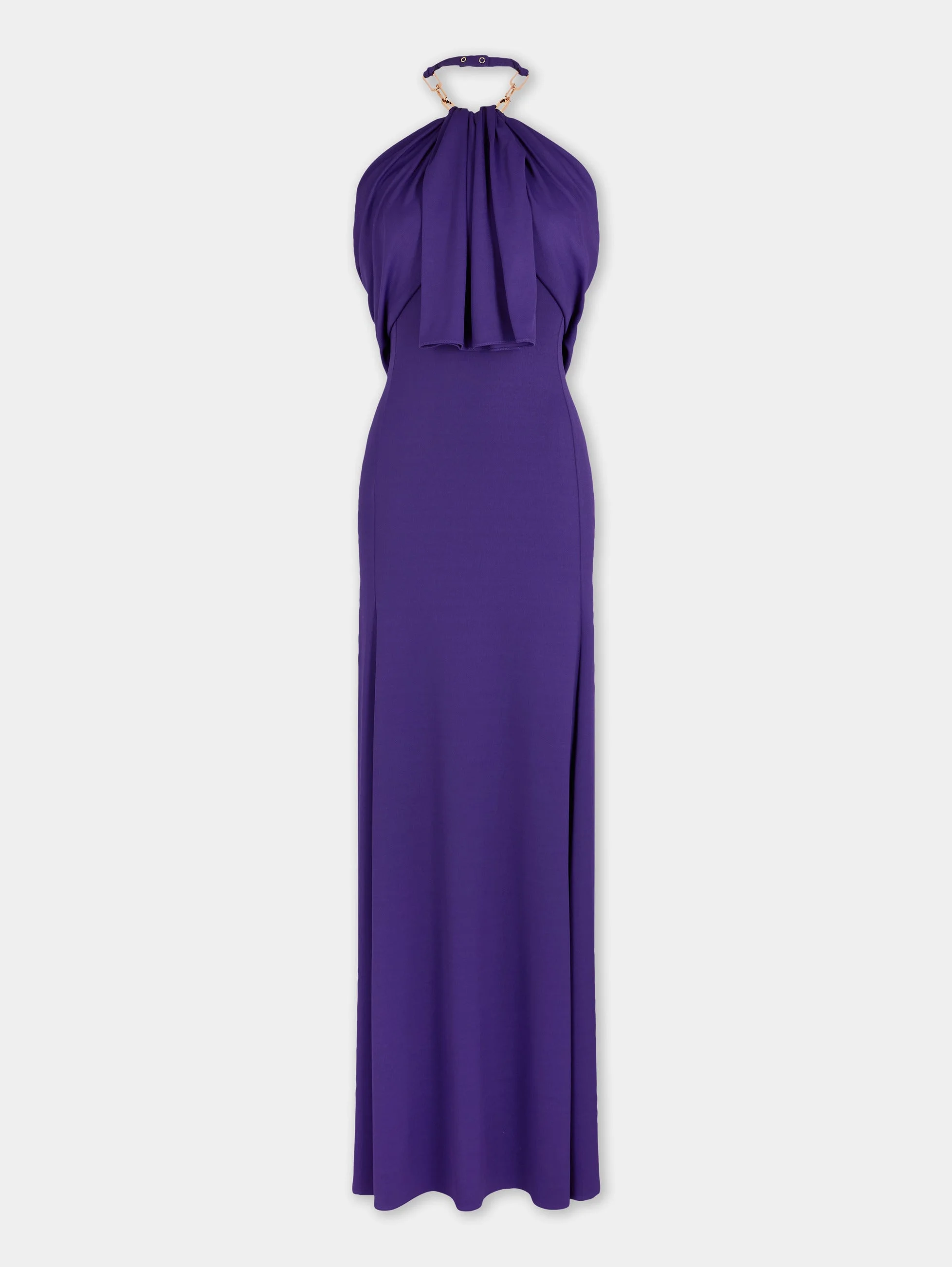 DINH VAN X RABANNE LONG PURPLE DRESS EMBELLISHED WITH SIGNATURE CHAIN DETAILING - 1