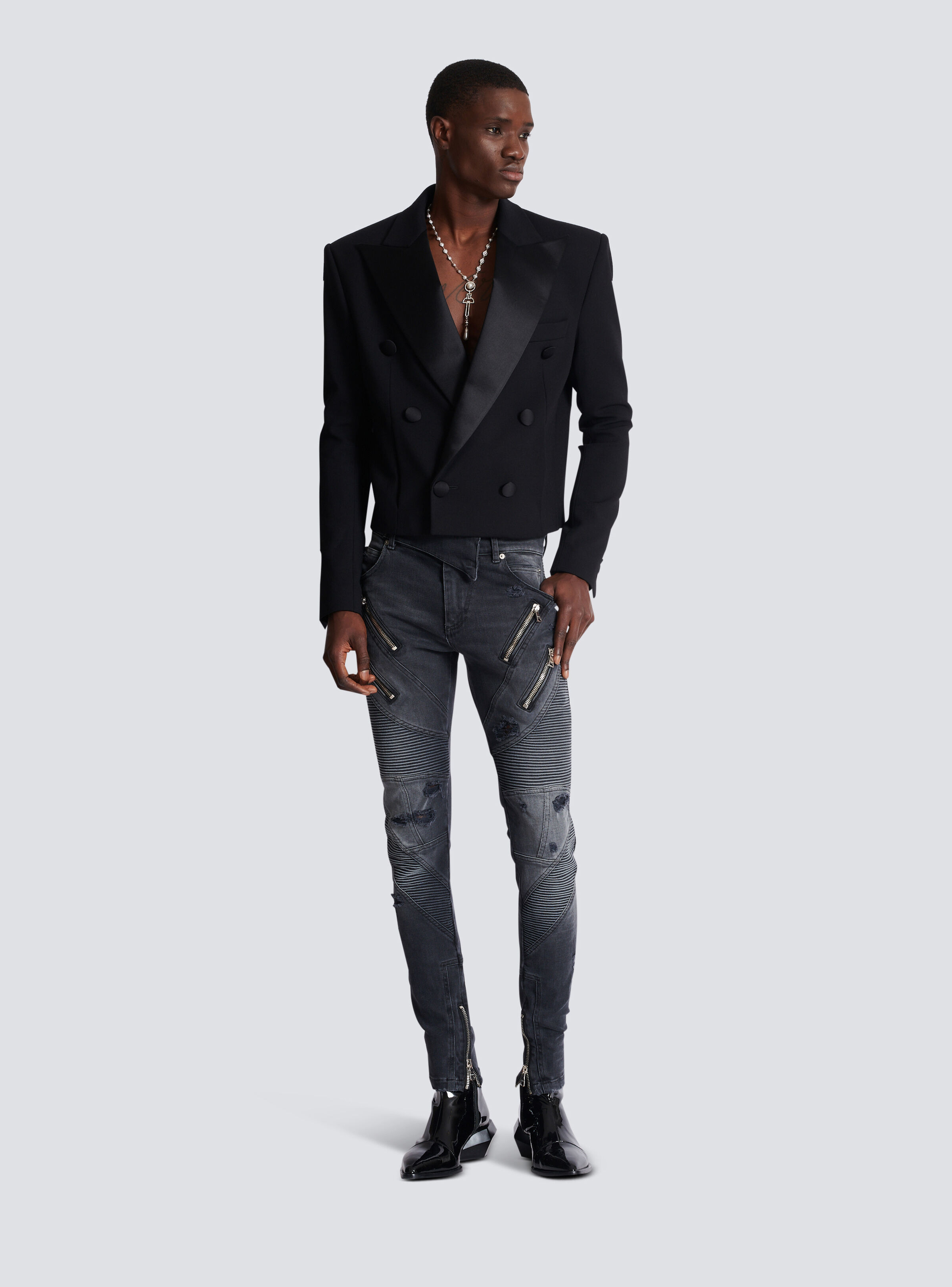 Cropped double crepe jacket - 2