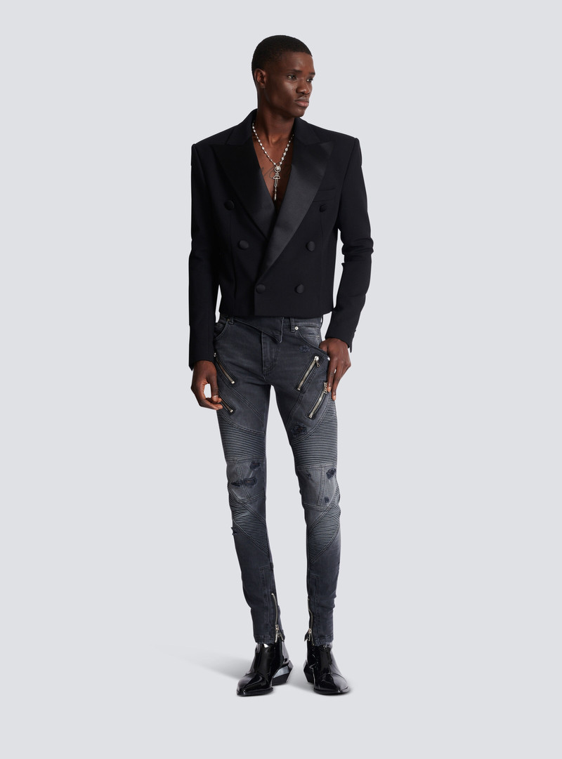 Balmain Cropped double crepe jacket outlook