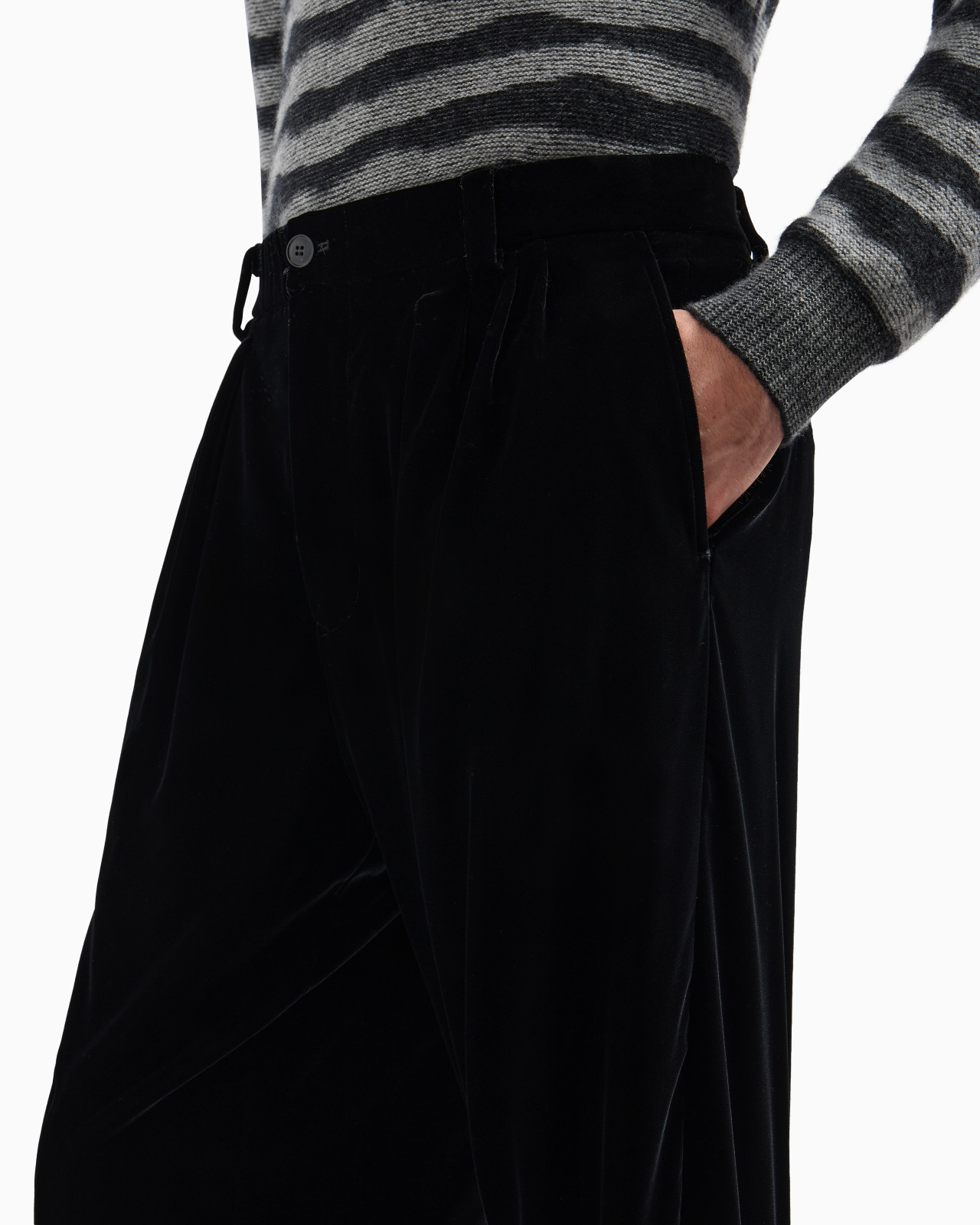 DOUBLE-DARTED VELVET TROUSERS - 5