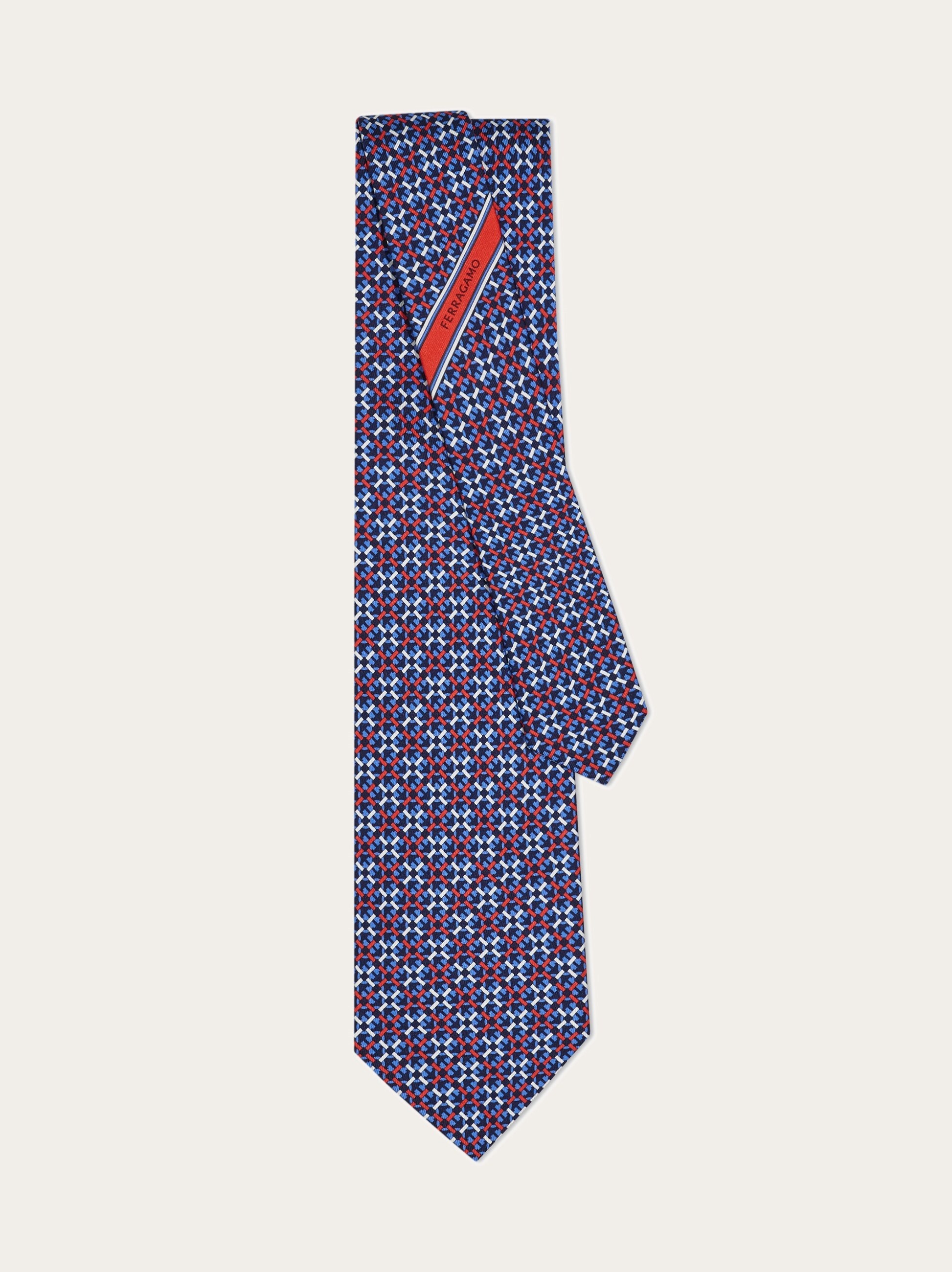 Gancini print silk tie - 3