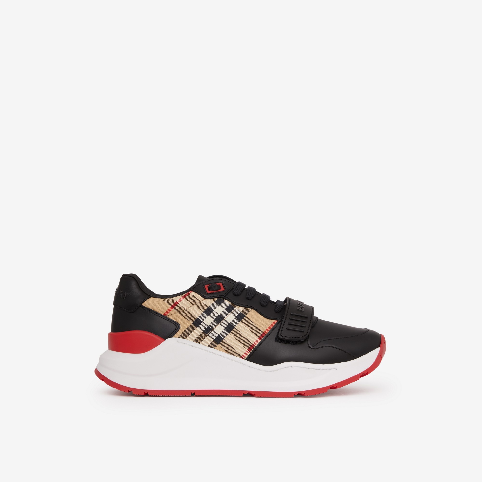 Leather and Vintage Check Cotton Sneakers - 1