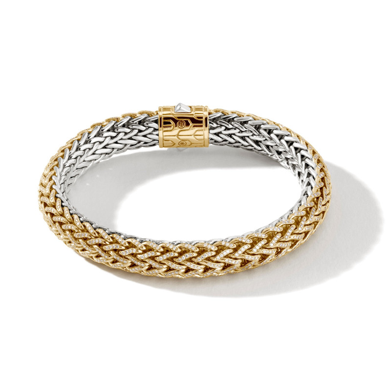 Icon Bracelet, Gold, Silver, Diamonds, 10.5MM 5