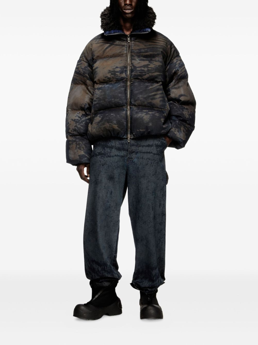 quilted trimmed-collar padded jacket - 2