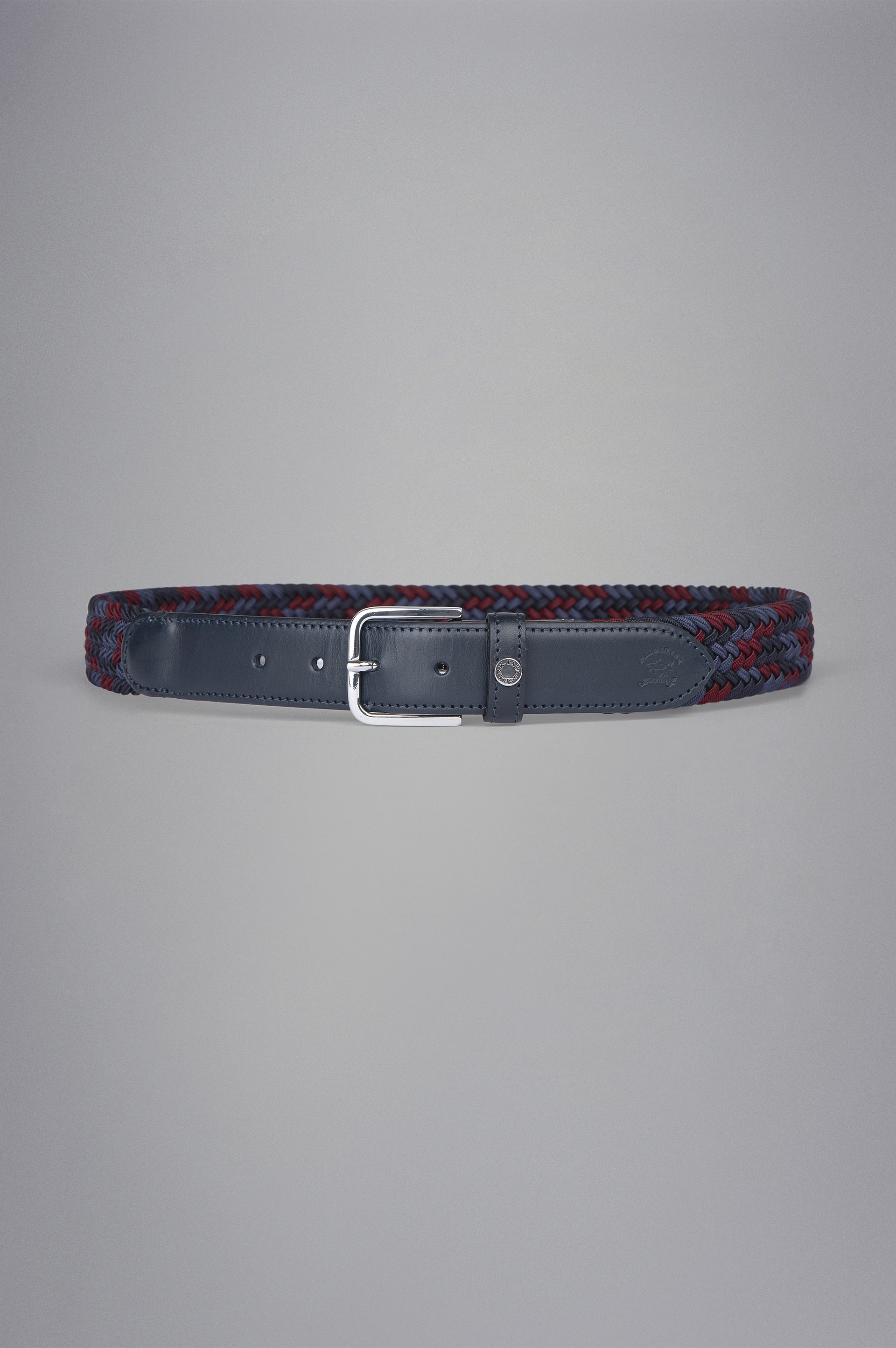 LEATHER TRIMMED WOVEN ELASTIC BELT - 1