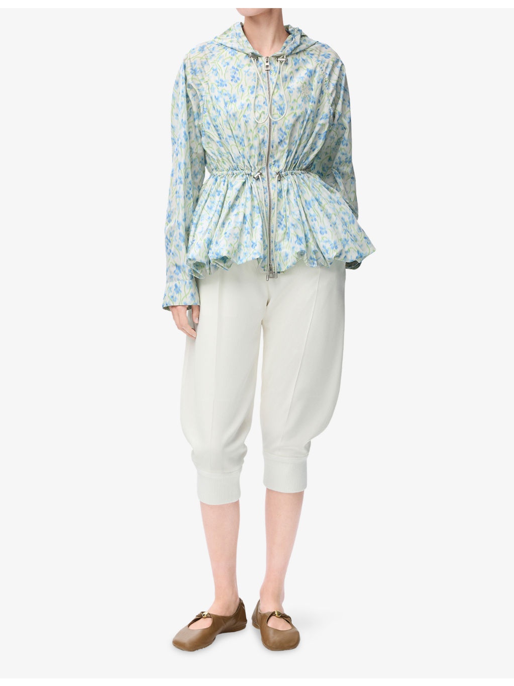 Floral-Print Silk-Woven Windbreaker Jacket - 2