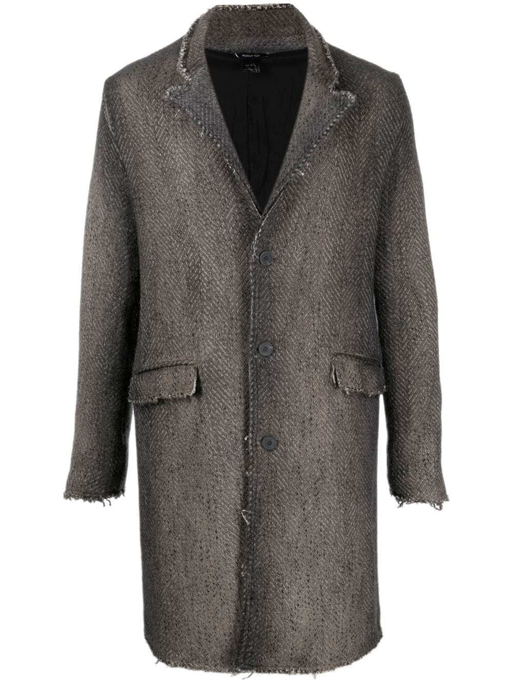 distressed-effect single-breasted coat - 1