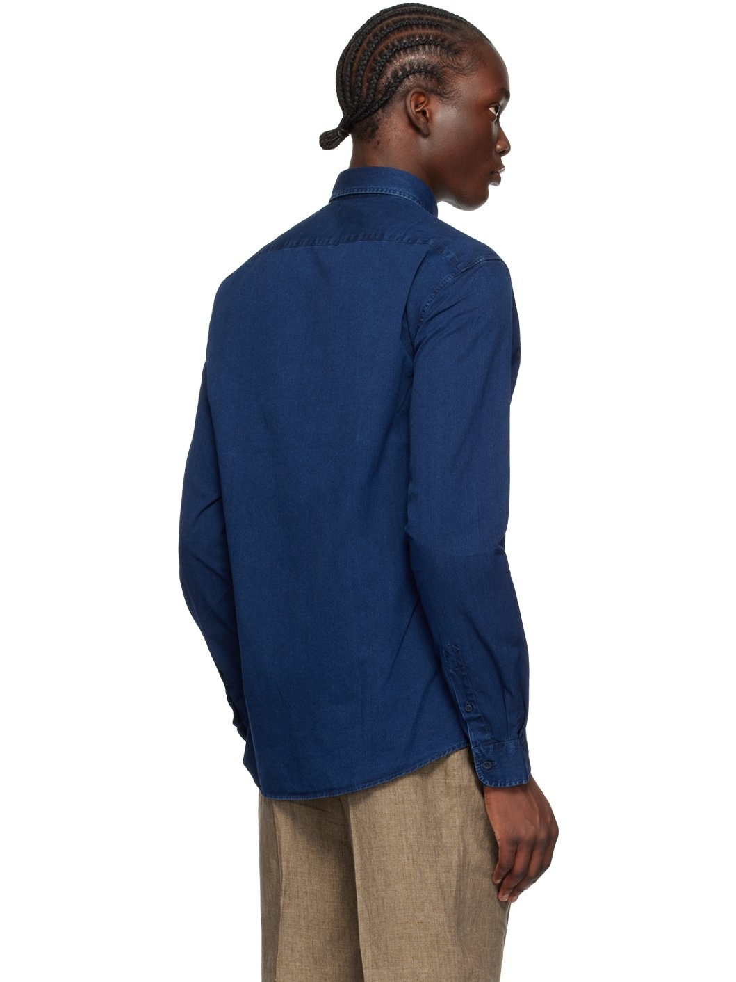 Indigo Button-Down Denim Shirt - 3