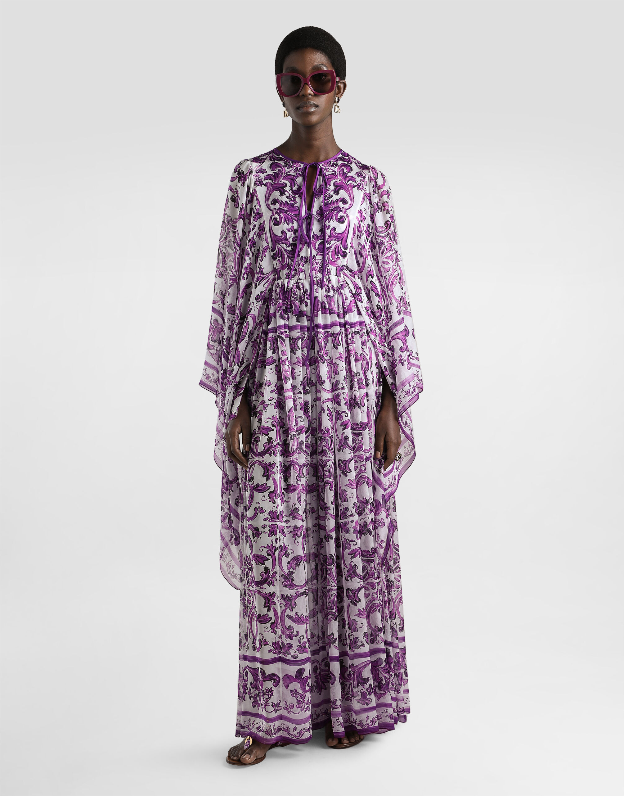 Majolica-print chiffon dress - 2