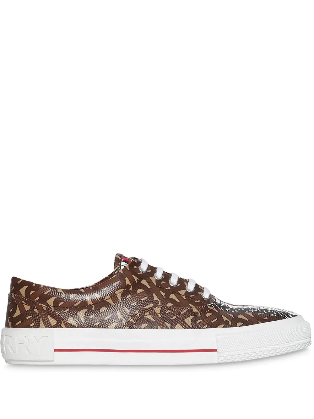 Monogram Stripe Print E-canvas Sneakers - 1