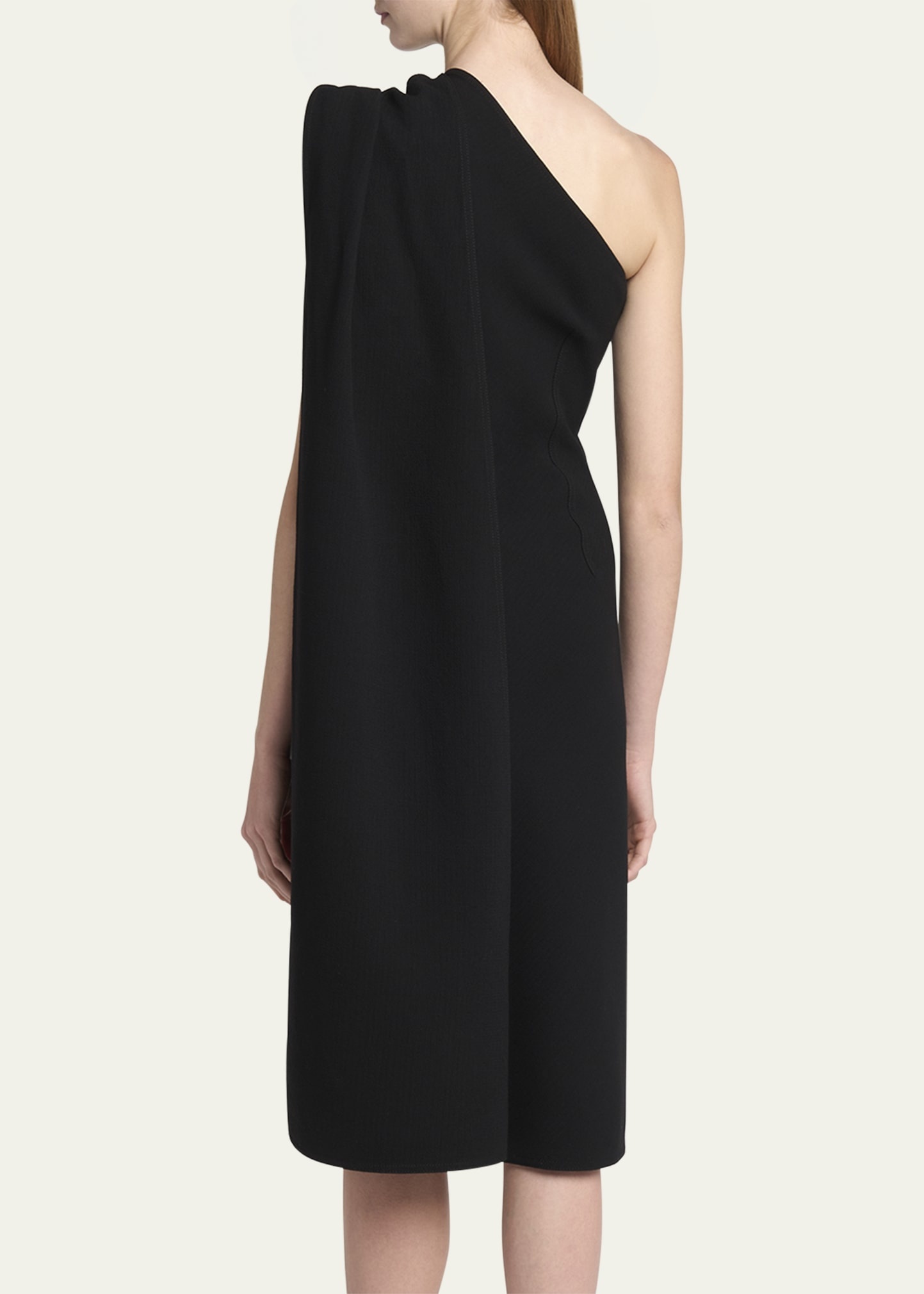 One-Shoulder Drape Slit Dress - 3