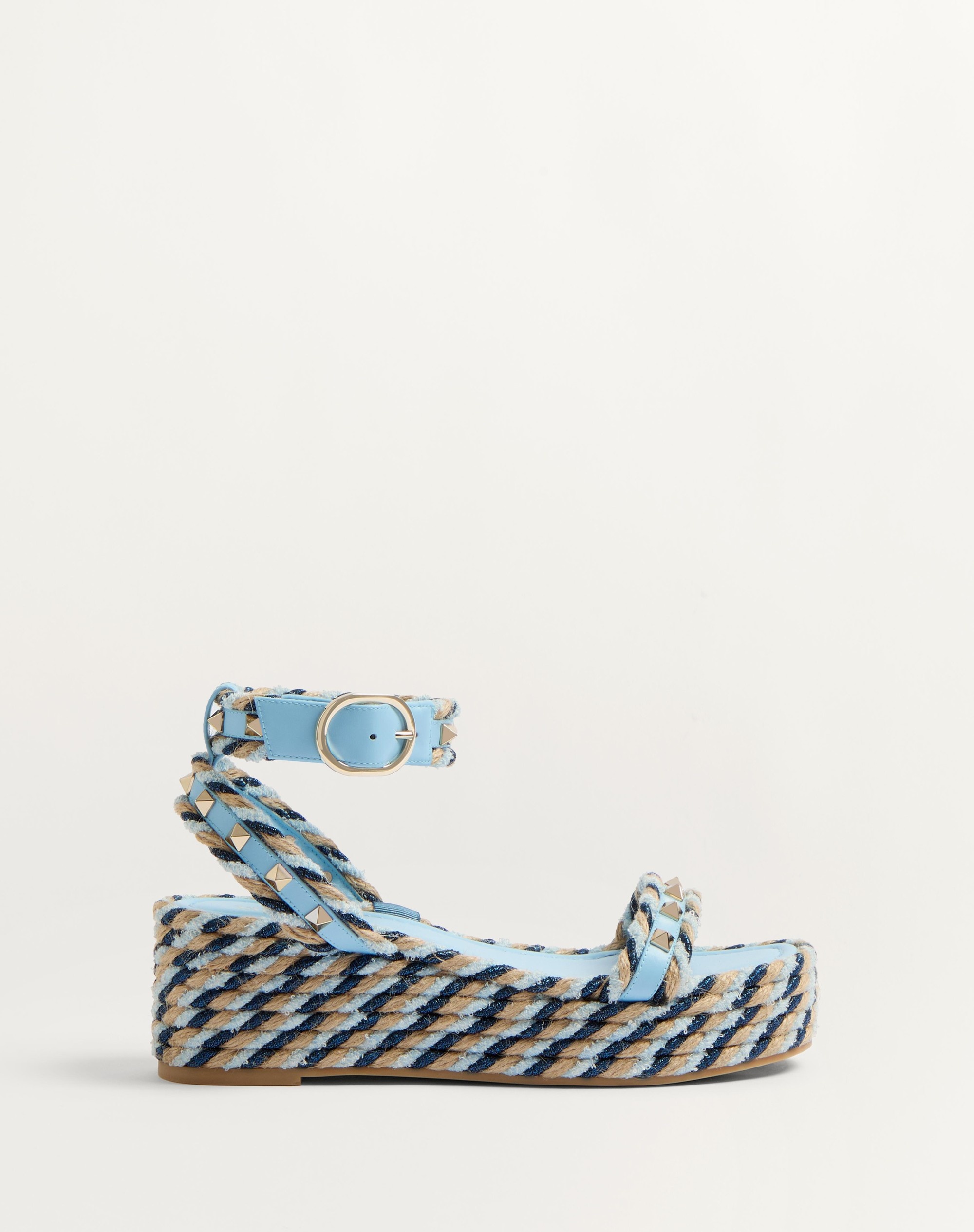 ROCKSTUD FLATFORM SANDAL IN CALFSKIN 45MM - 1