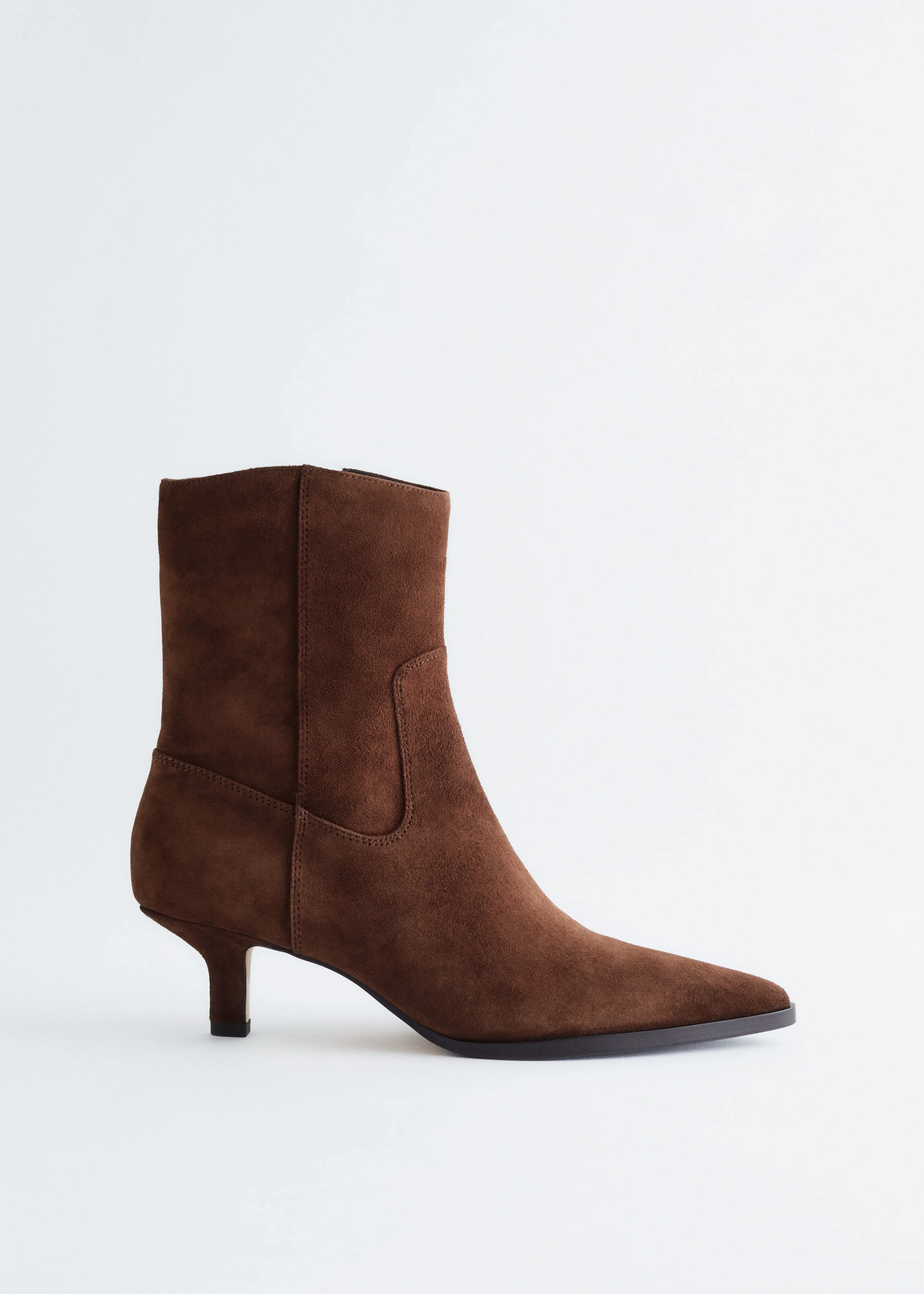 Kitten Heel Ankle Suede Boots - 1