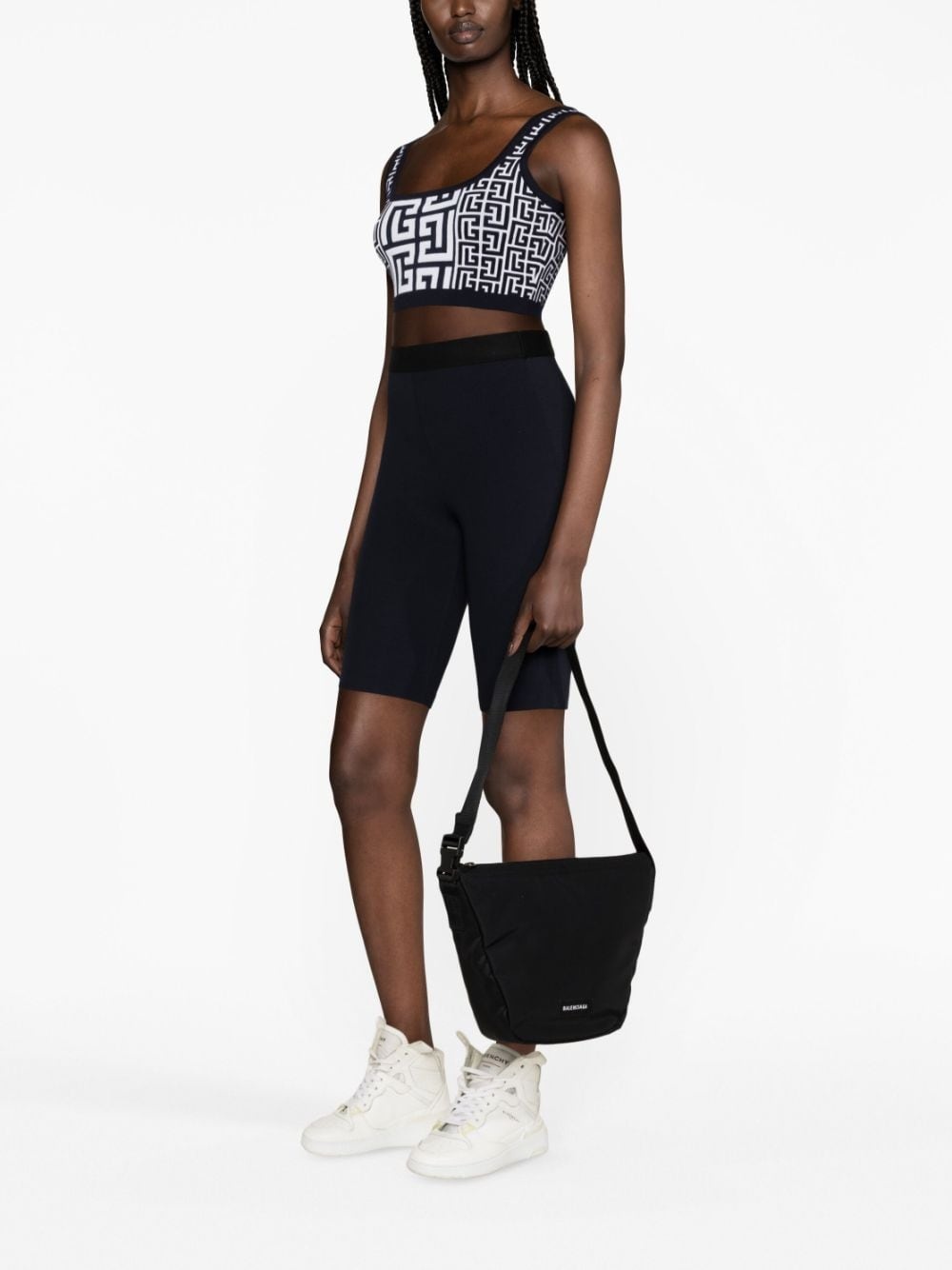 monogram-jacquard crop top - 4