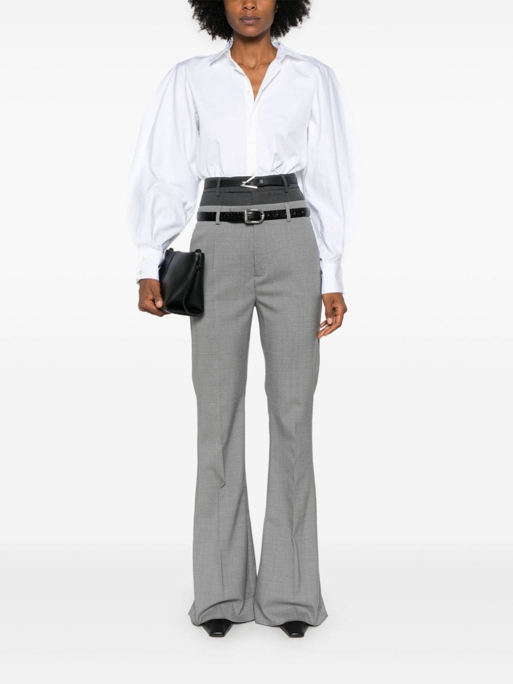 layered-effect flared trousers - 2