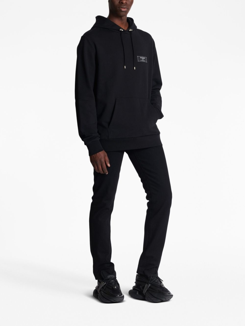 logo-patch cotton hoodie - 3