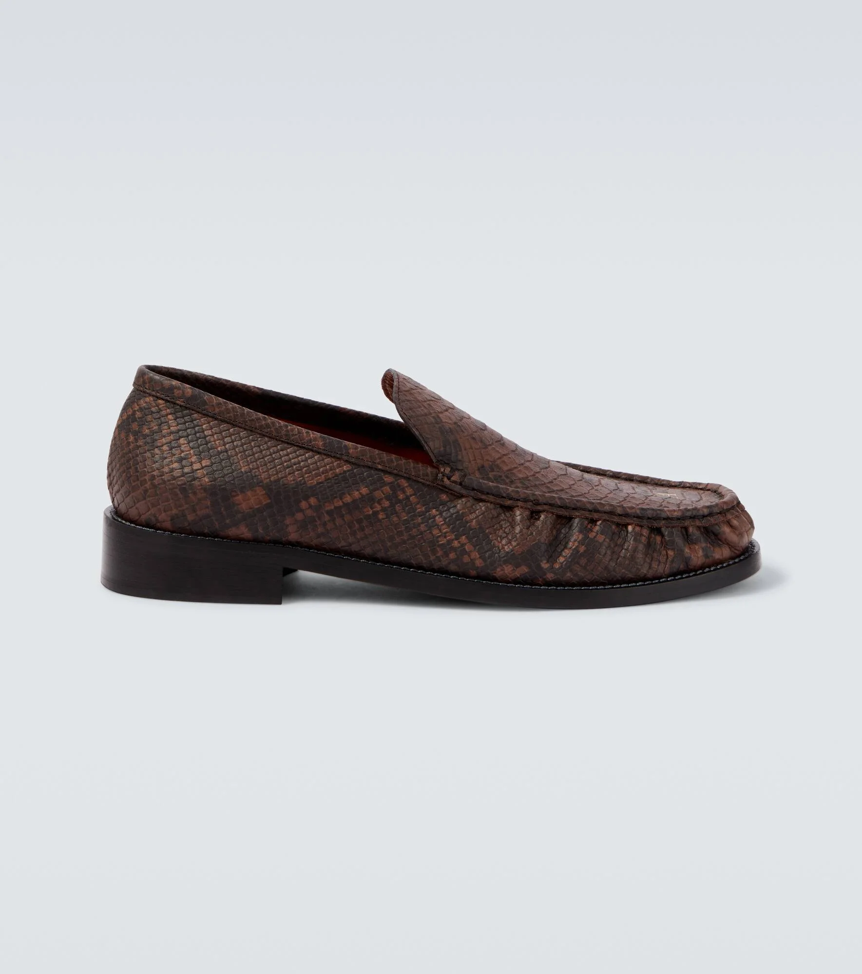 Snake-print leather loafers - 1