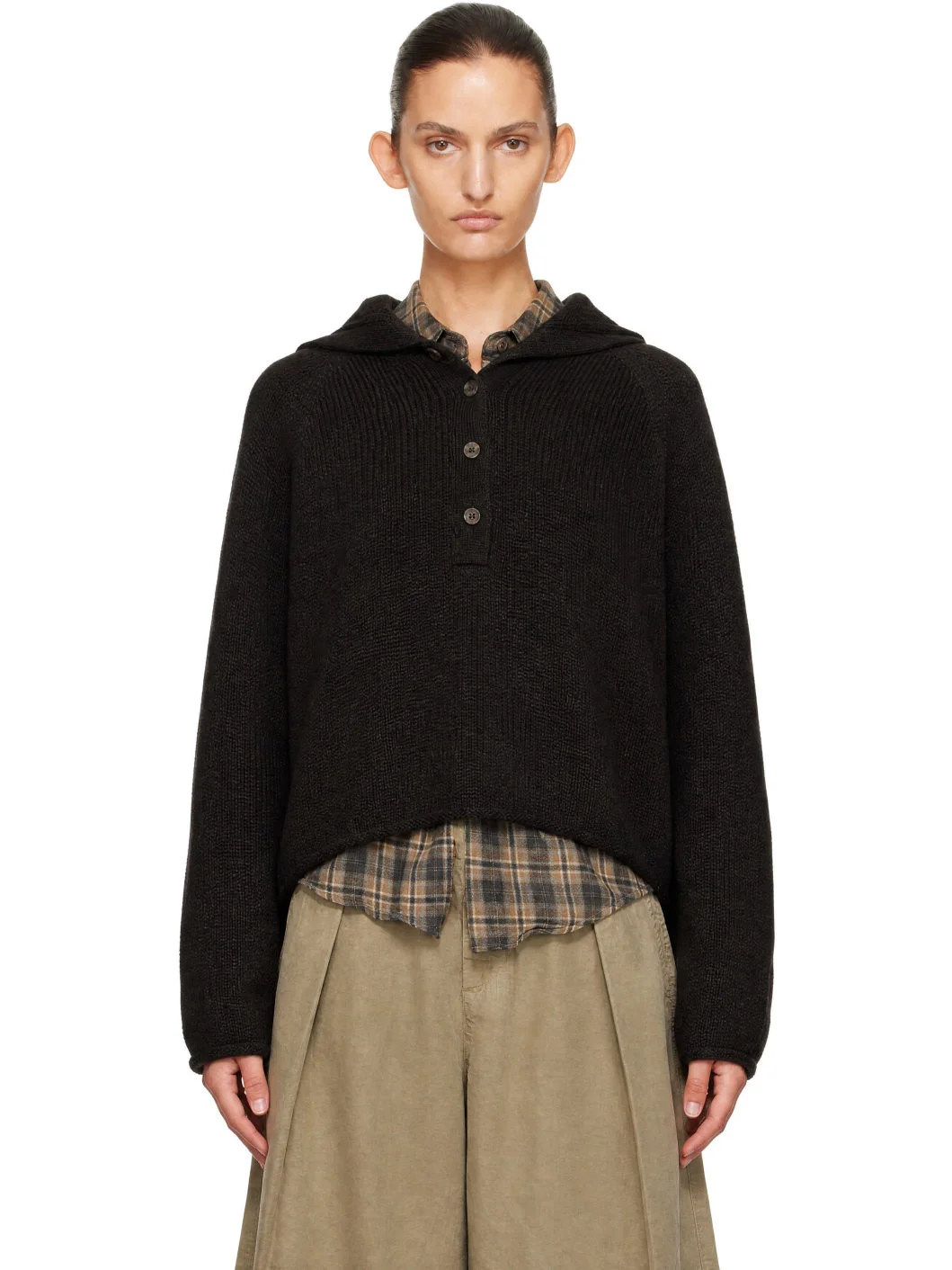 Brown Runaway Neck Sweater - 1