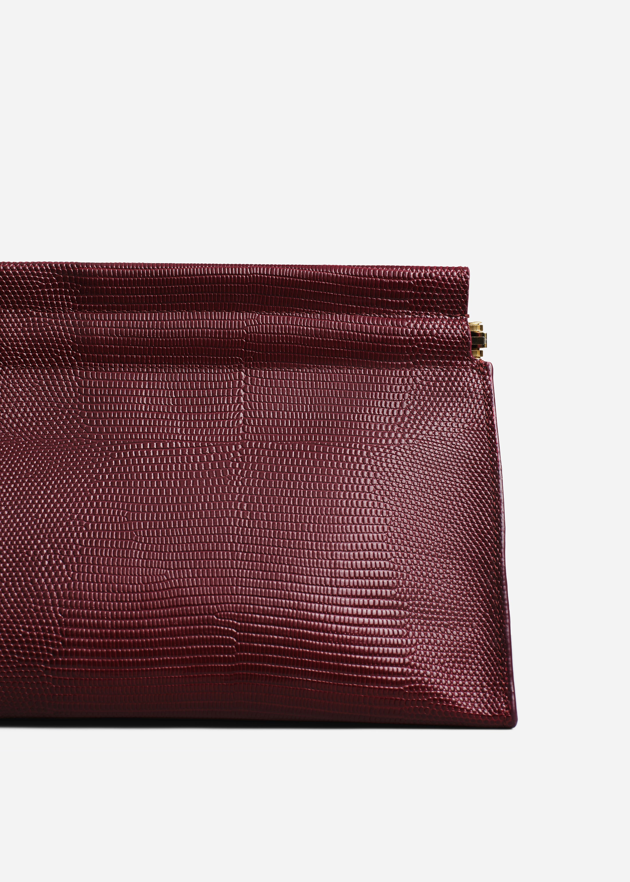 Large Leather Clutch in Burgundy - 3