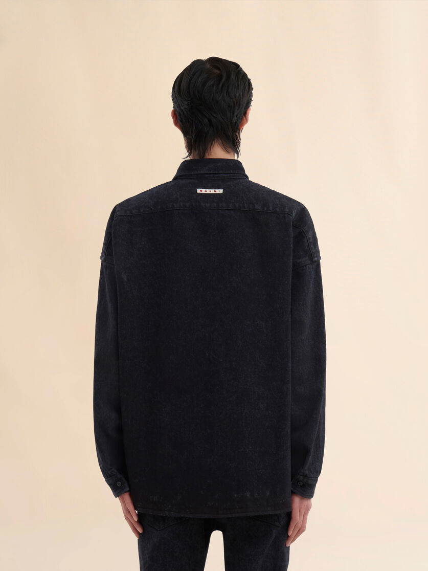 BLACK MARBLE DENIM OVERSIZED SHIRT - 3