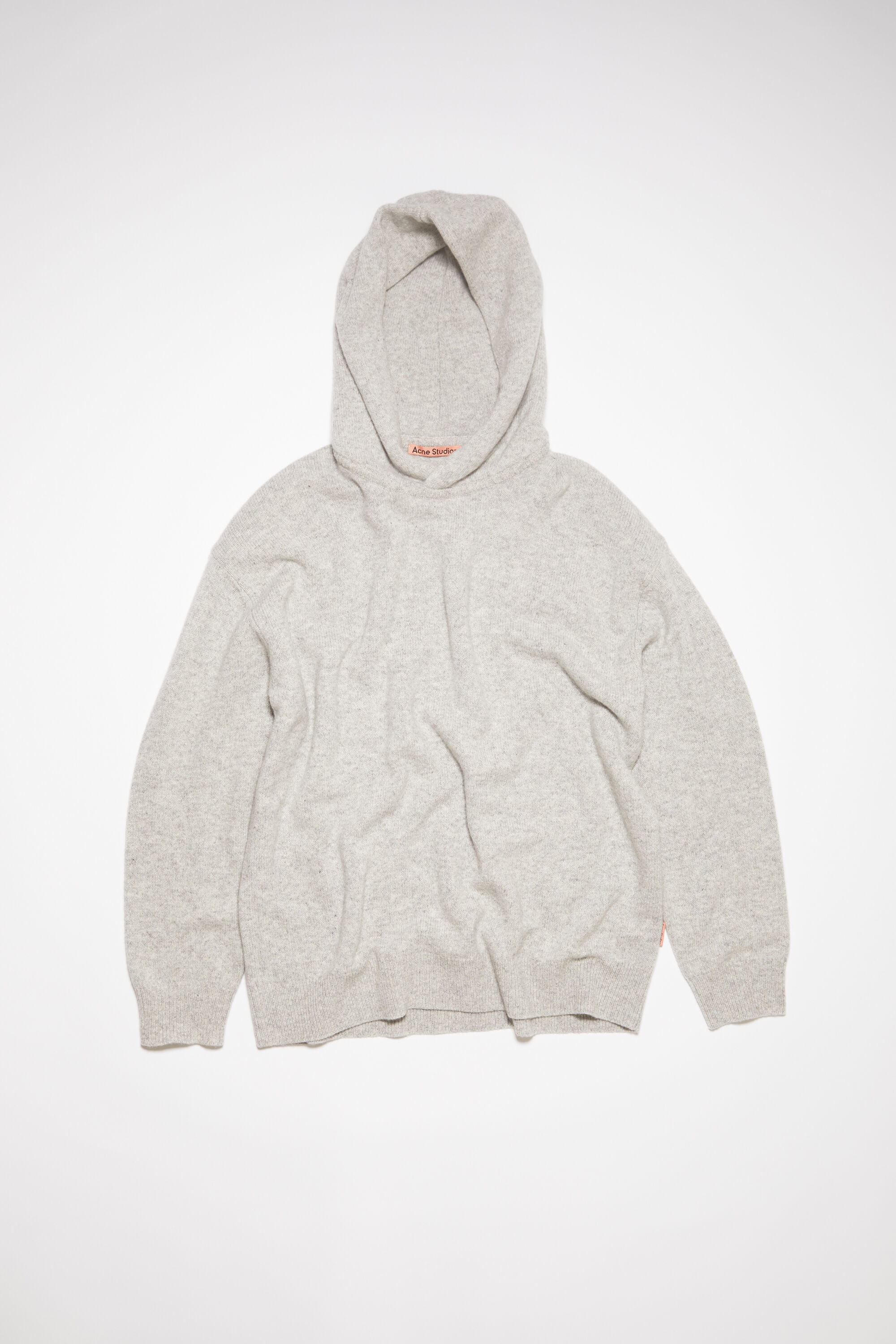 Wool cashmere hoodie - Light Grey Melange - 1