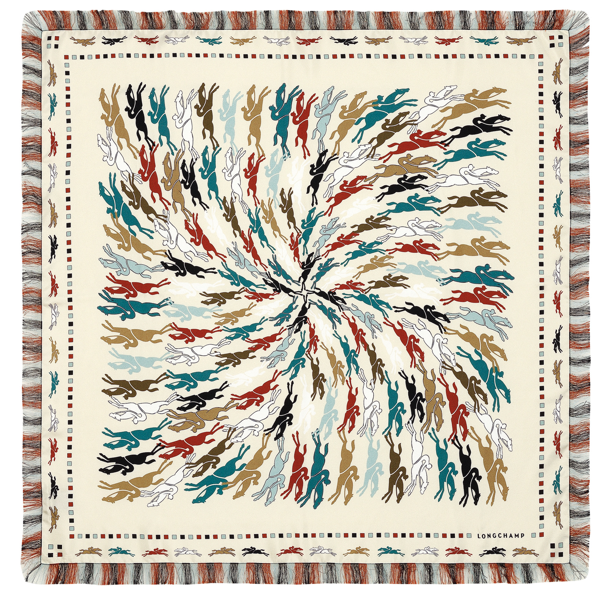 Très Paris Longchamp Silk scarf 70 Ecru - Silk - 1